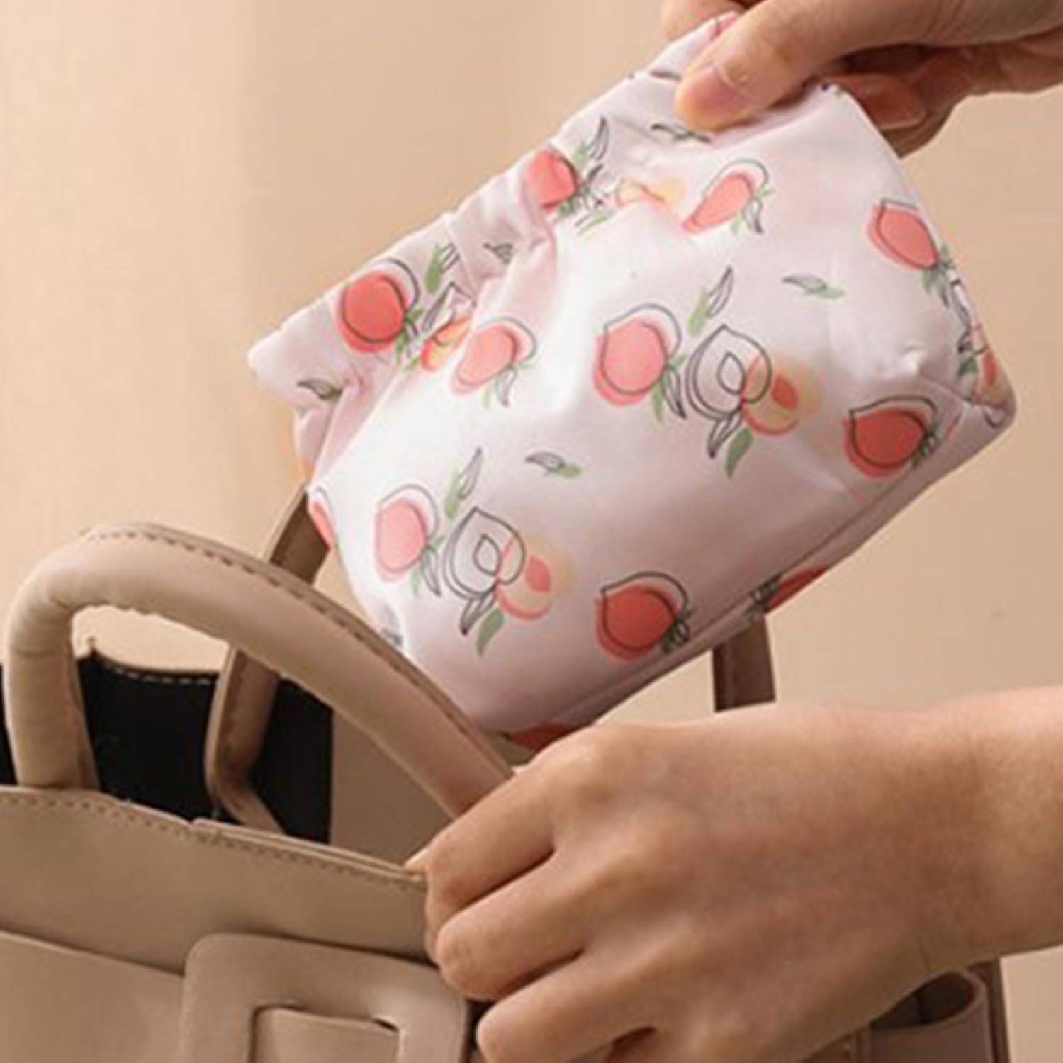 2Pcs Printed Pocket Cosmetic Bag, Mini Makeup Bag Portable Lipstick Case Travel Organizer for Headphones Jewelry - Image 5
