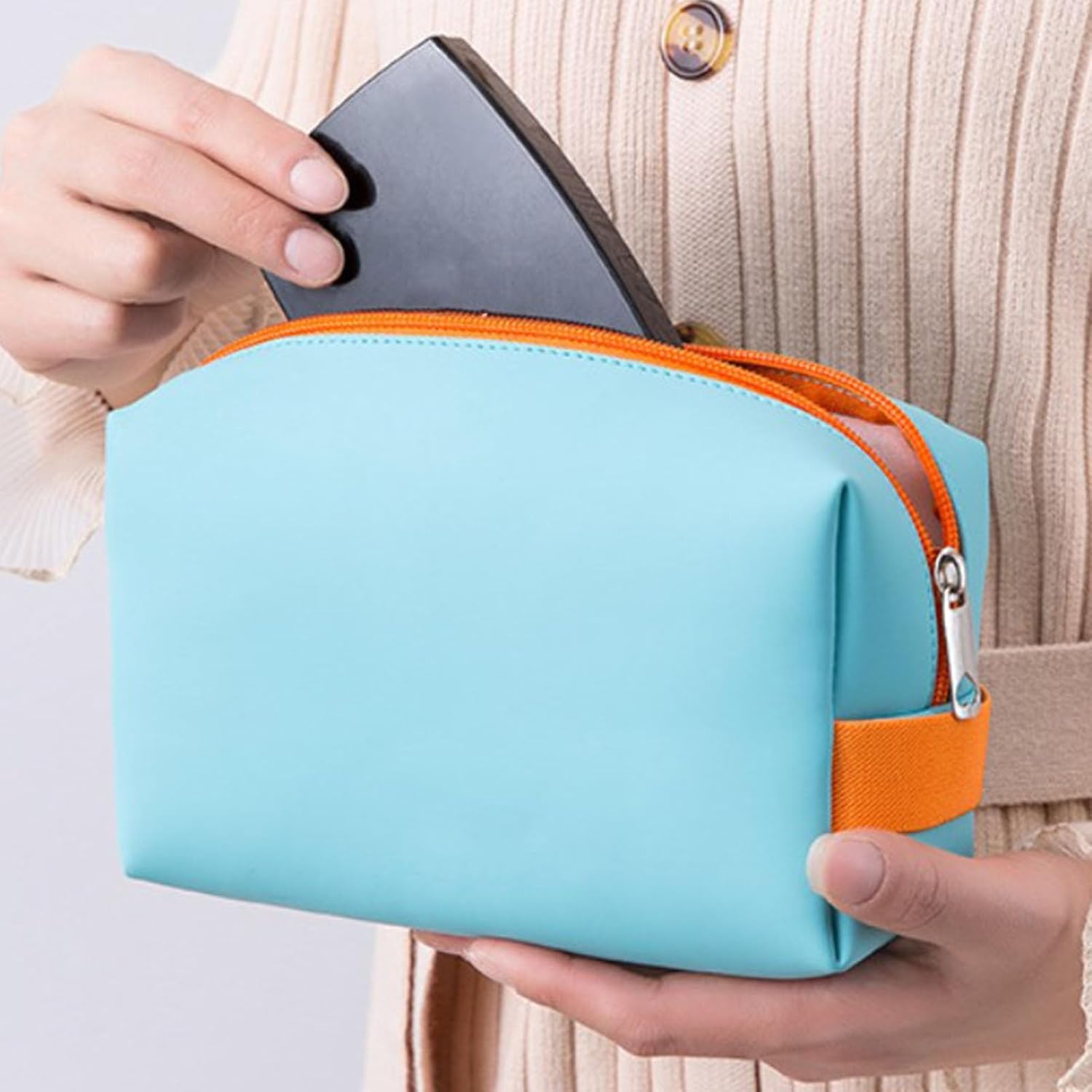 Travel Makeup Bag, PU Pouch Portable Toiletry Bag Large Capacity Cosmetic Storage Organizer - Image 4