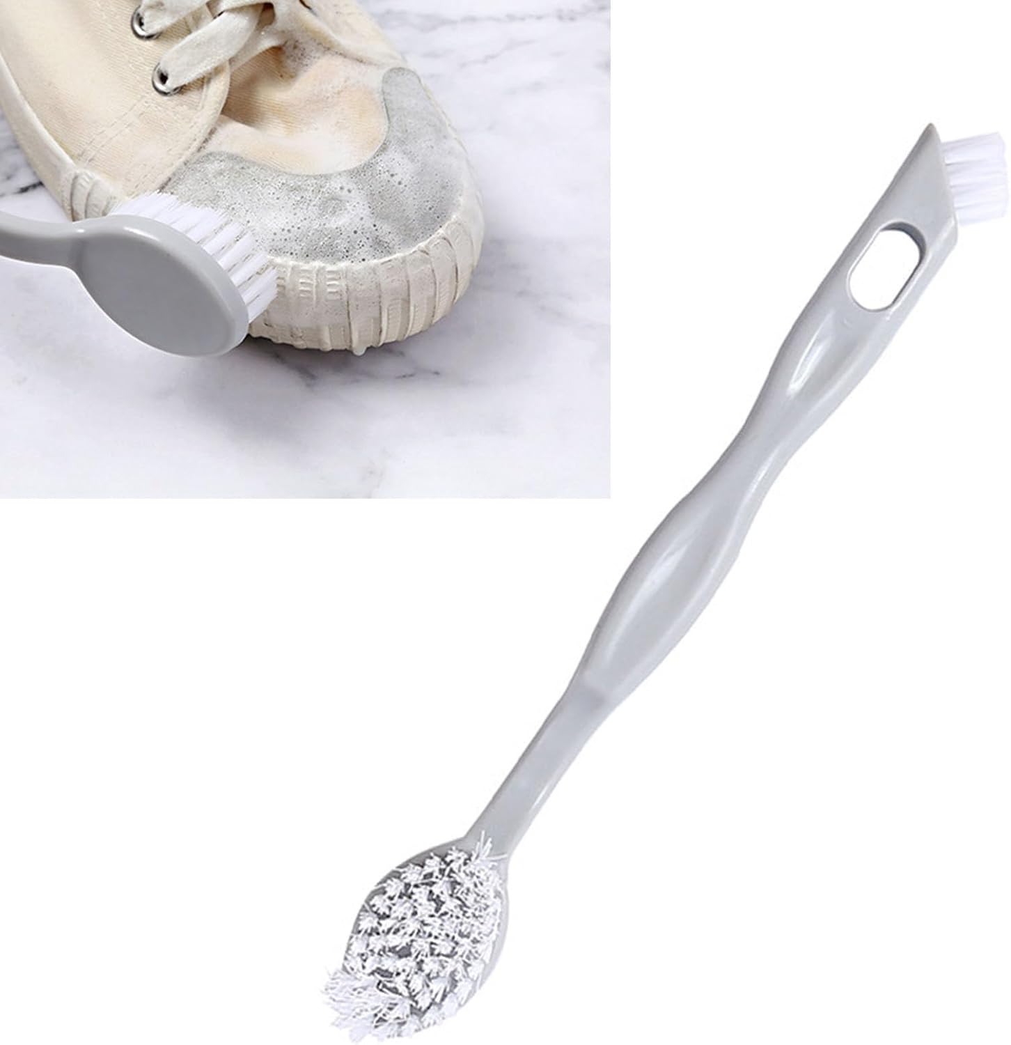 Sneaker Cleaner Brush, Multi Functional Shoe Brush Double Sided Washing Plastic Scrub for Stains (grey) - Image 2