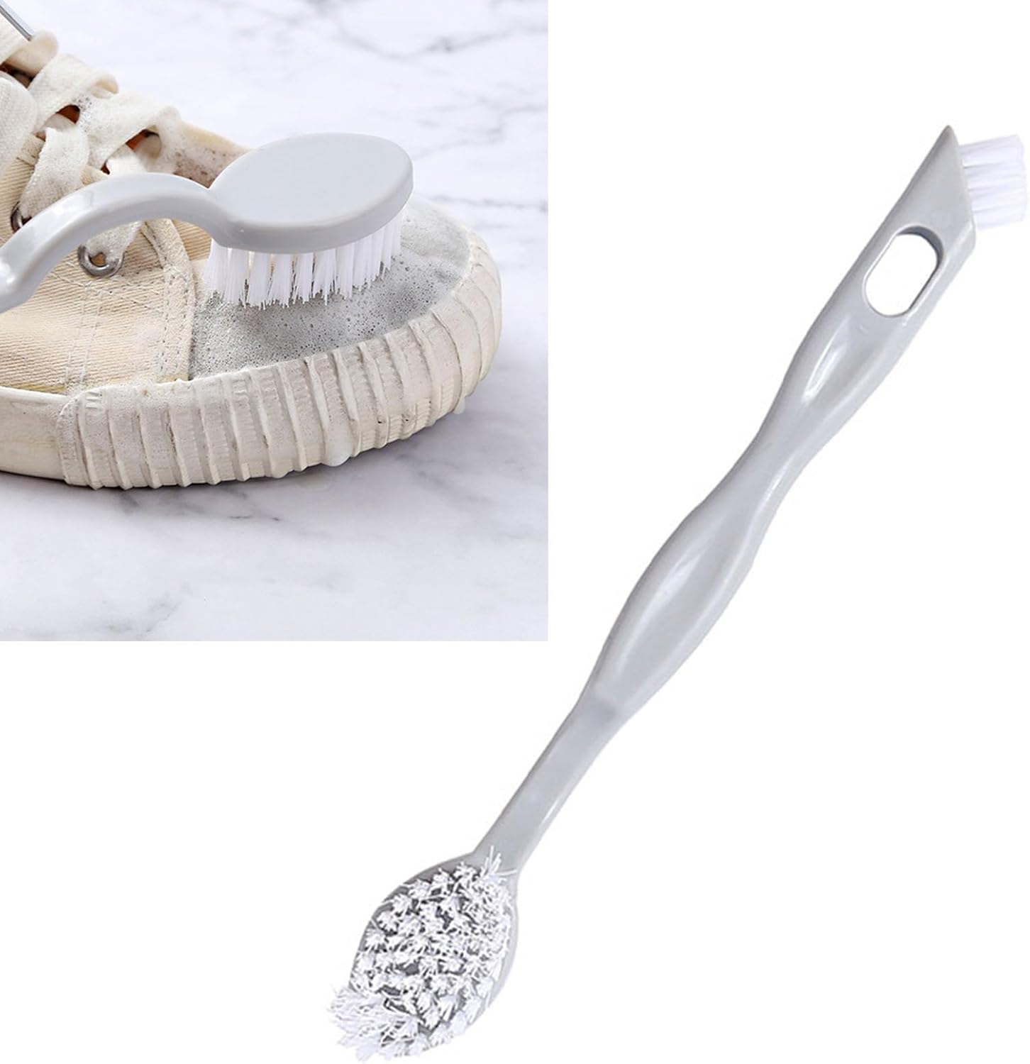 Sneaker Cleaner Brush, Multi Functional Shoe Brush Double Sided Washing Plastic Scrub for Stains (grey) - Image 3