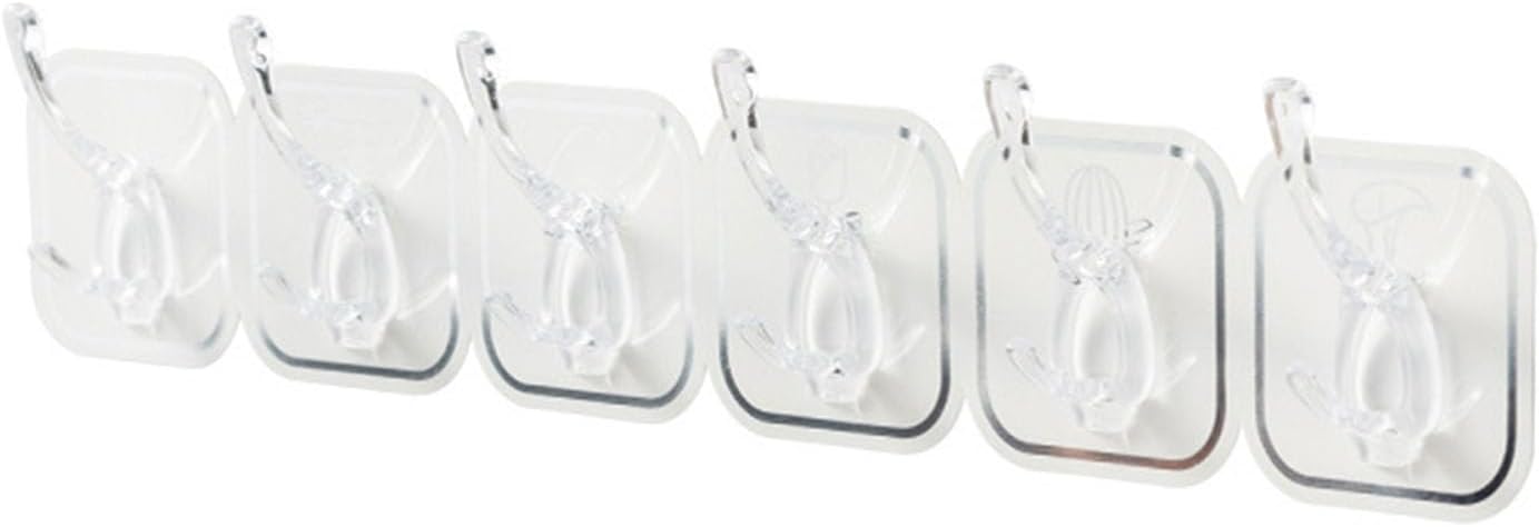 6Pcs Acrylic Wall Mounted Necklaces Organizer,6 Hooks Jewelry Stand Organizer,No Drilling Hanging Hook Strong Bearing Capacity for Kitchen Bathroom(White) - Image 1