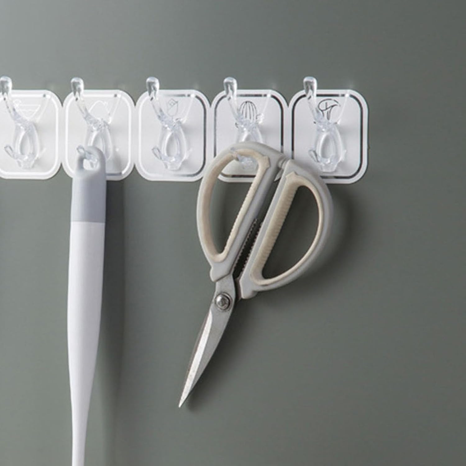 6Pcs Acrylic Wall Mounted Necklaces Organizer,6 Hooks Jewelry Stand Organizer,No Drilling Hanging Hook Strong Bearing Capacity for Kitchen Bathroom(White) - Image 4