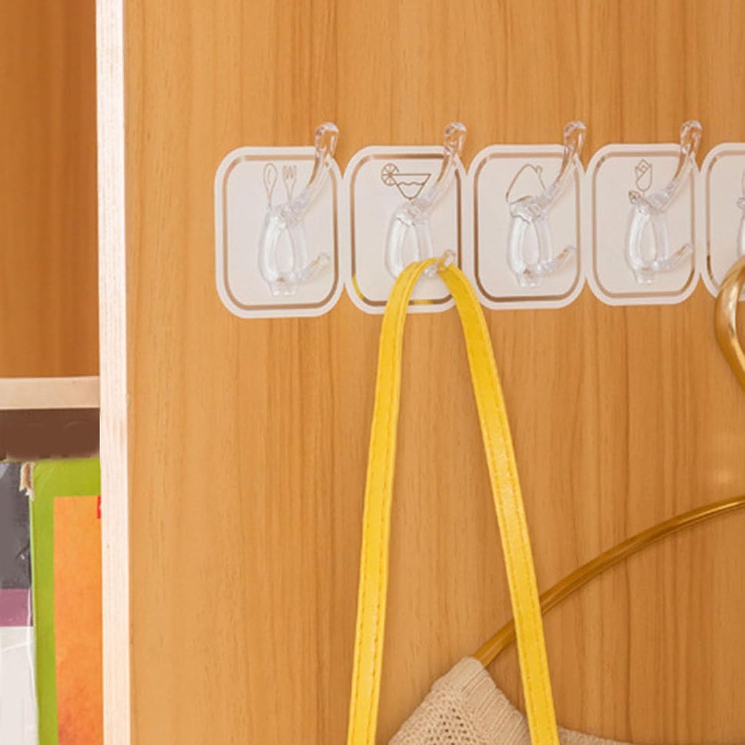 6Pcs Acrylic Wall Mounted Necklaces Organizer,6 Hooks Jewelry Stand Organizer,No Drilling Hanging Hook Strong Bearing Capacity for Kitchen Bathroom(White) - Image 7