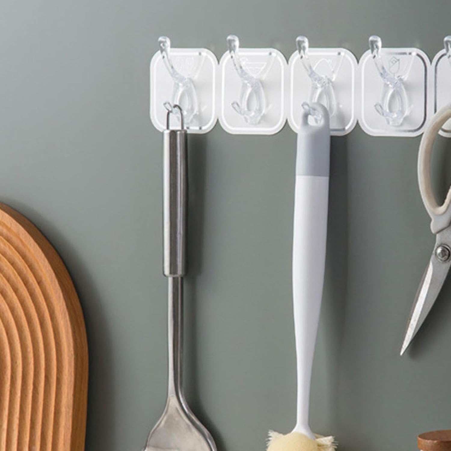 6Pcs Acrylic Wall Mounted Necklaces Organizer,6 Hooks Jewelry Stand Organizer,No Drilling Hanging Hook Strong Bearing Capacity for Kitchen Bathroom(White) - Image 8