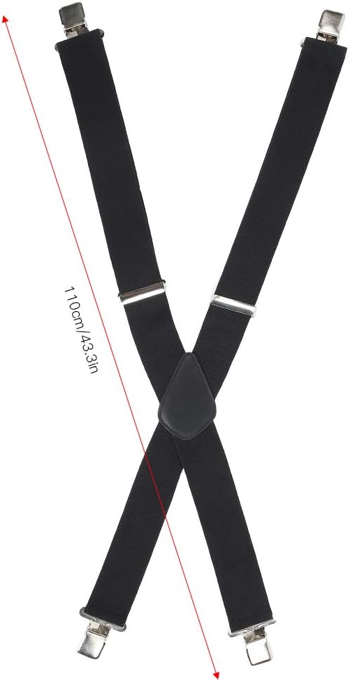 Mens Suspenders, 2 Inches Wide X Back Adjustable Suspenders with Heavy Duty Clips Men's Strip Sling Decor - Image 3