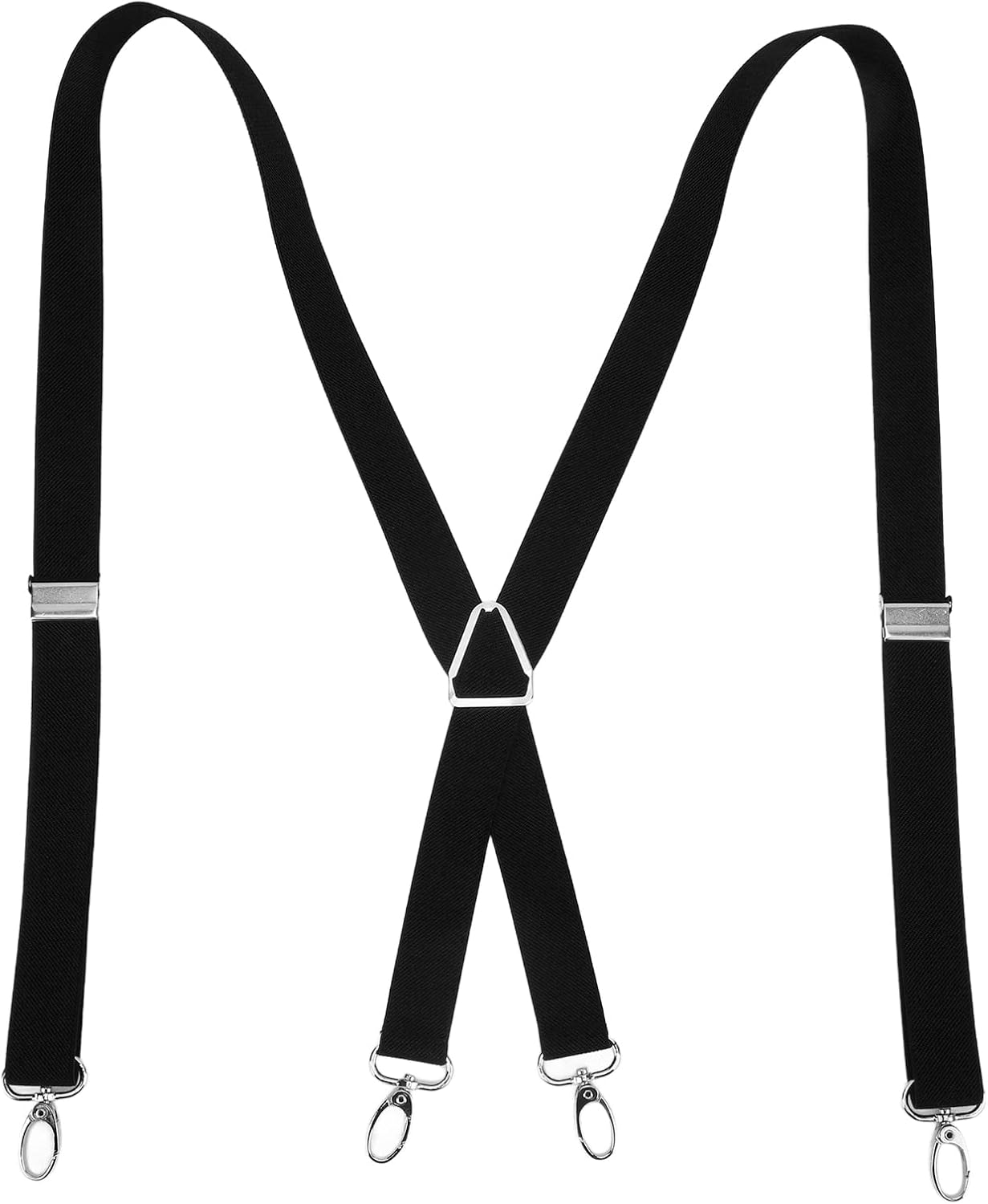 Mens Suspenders,Back Hidden Suspender,Adjustable Stretchable 2.5x110cm/1.0x43.3in Clip Suspenders Fit 4 Metal Buckles Pants for Adult(black) - Image 1