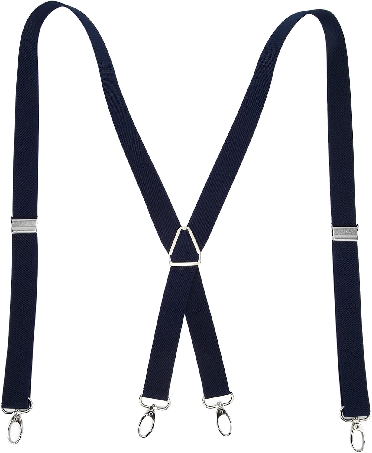 Mens Suspenders,Back Hidden Suspender,Adjustable Stretchable 2.5x110cm/1.0x43.3in Clip Suspenders Fit 4 Metal Buckles Pants for Adult(Navy blue) - Image 1