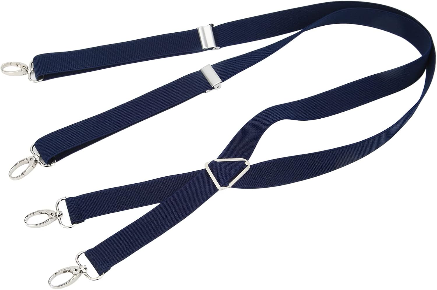 Mens Suspenders,Back Hidden Suspender,Adjustable Stretchable 2.5x110cm/1.0x43.3in Clip Suspenders Fit 4 Metal Buckles Pants for Adult(Navy blue) - Image 6