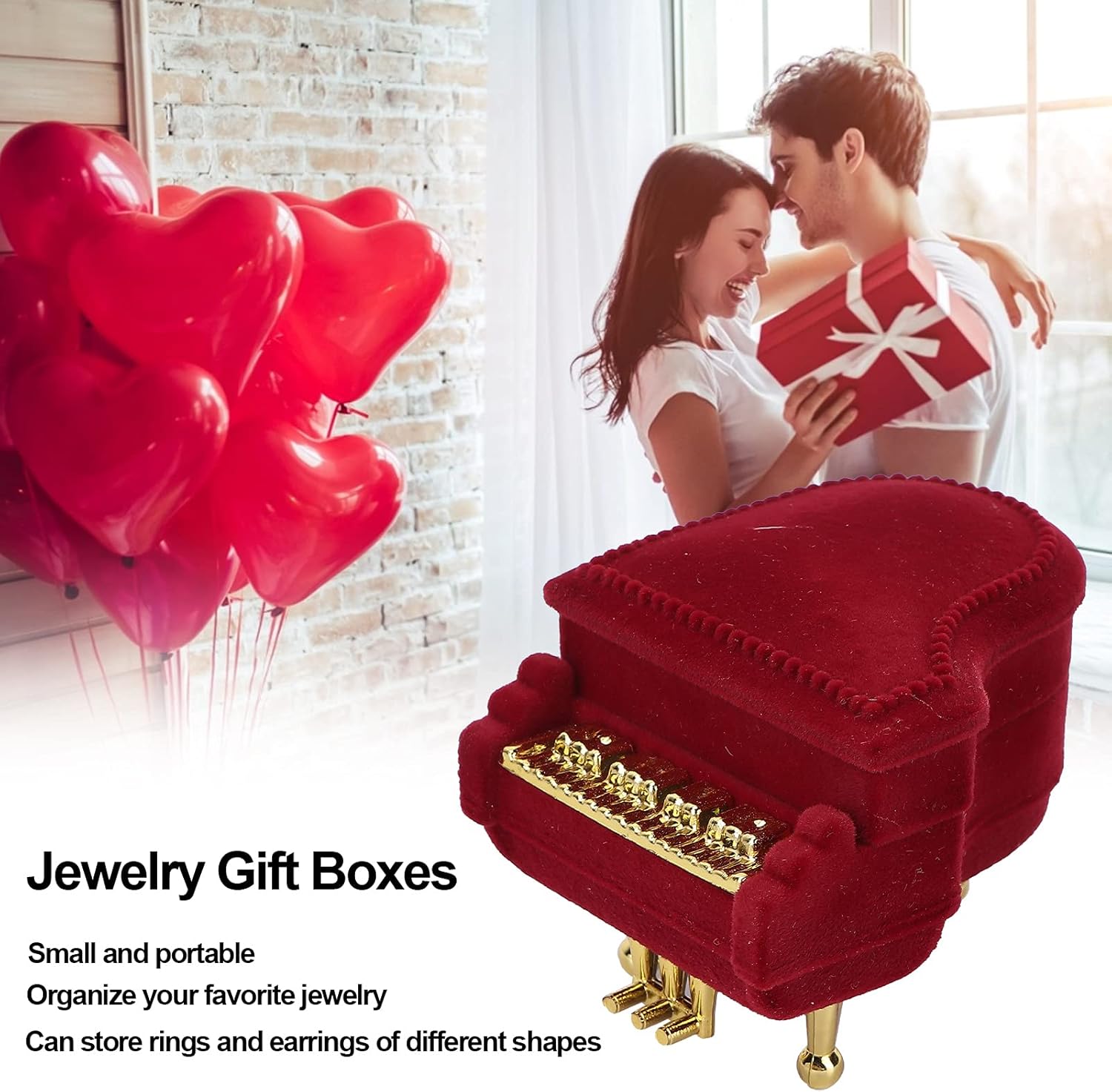 Jewelry Ring Box, Piano Shaped Wedding Box Gift Boxes for Earring Pendant Case - Image 3
