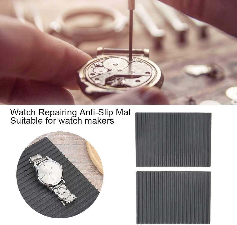 Small Soldering Mat 2pcs, Rubber Repair Work 4.1x5.6in Heat Resistant Antislip Station Pad Watch Tools Storage for Repairing Maintenance - Image 2