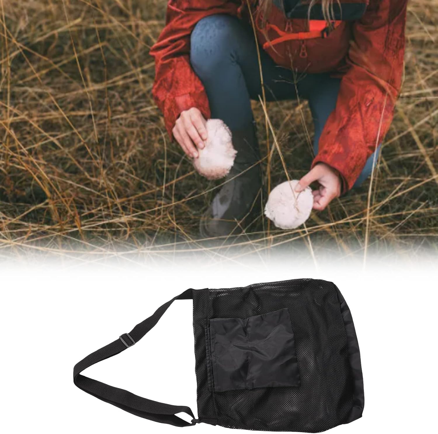 Mushroom Foraging Bags, Collapsible Fruit Gathering Bag Breathable Bags Mesh Pouch for Hiking Outdoor Camping - Image 5