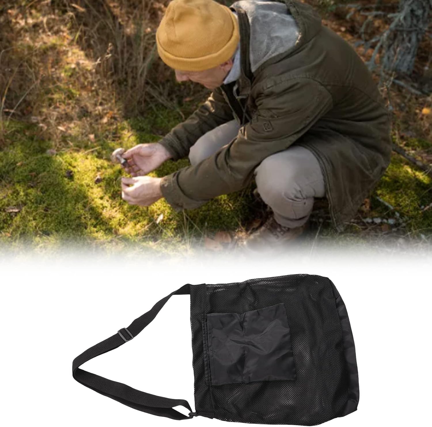 Mushroom Foraging Bags, Collapsible Fruit Gathering Bag Breathable Bags Mesh Pouch for Hiking Outdoor Camping - Image 6
