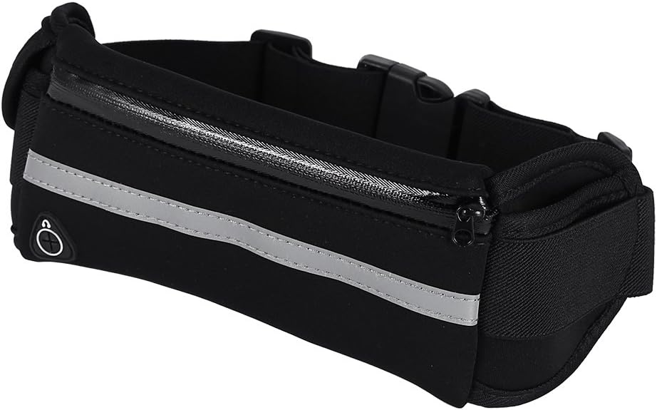 Running Belt Phone Holder, Waterproof Fanny Pack Runner Waist Bag with Earphone Hole Pouch for Gym Exercise(Black) - Image 1