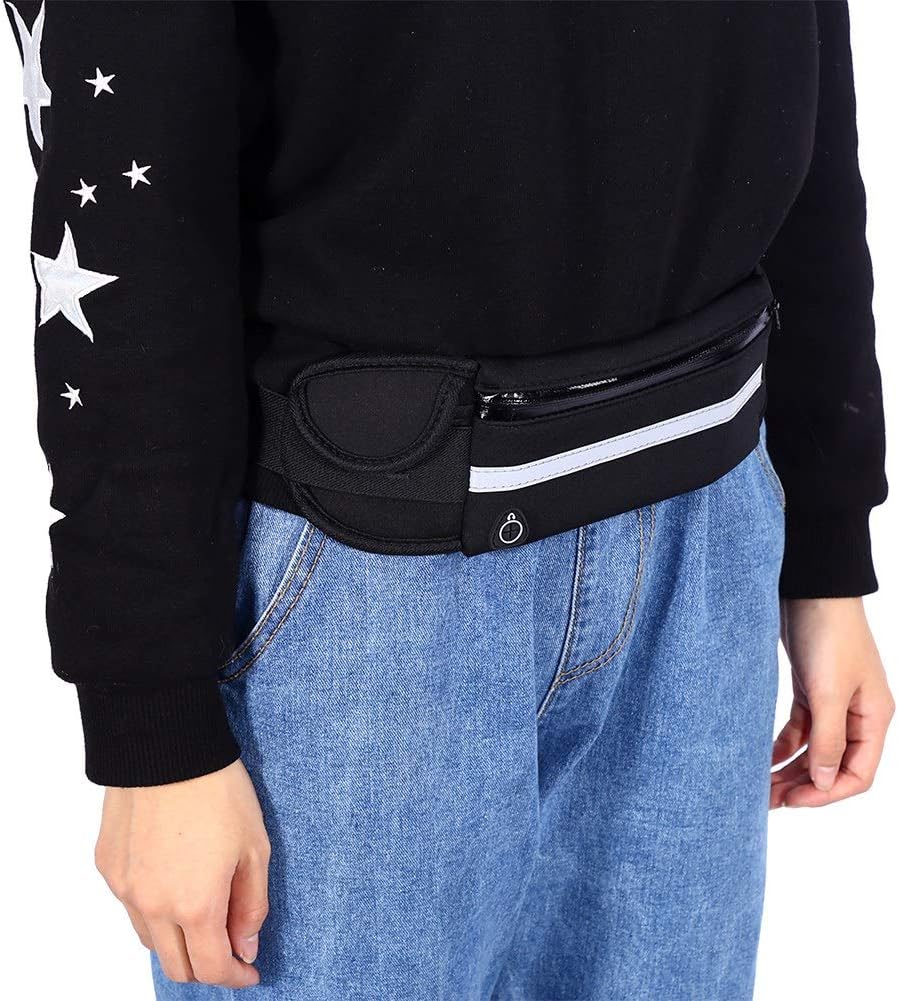 Running Belt Phone Holder, Waterproof Fanny Pack Runner Waist Bag with Earphone Hole Pouch for Gym Exercise(Black) - Image 2