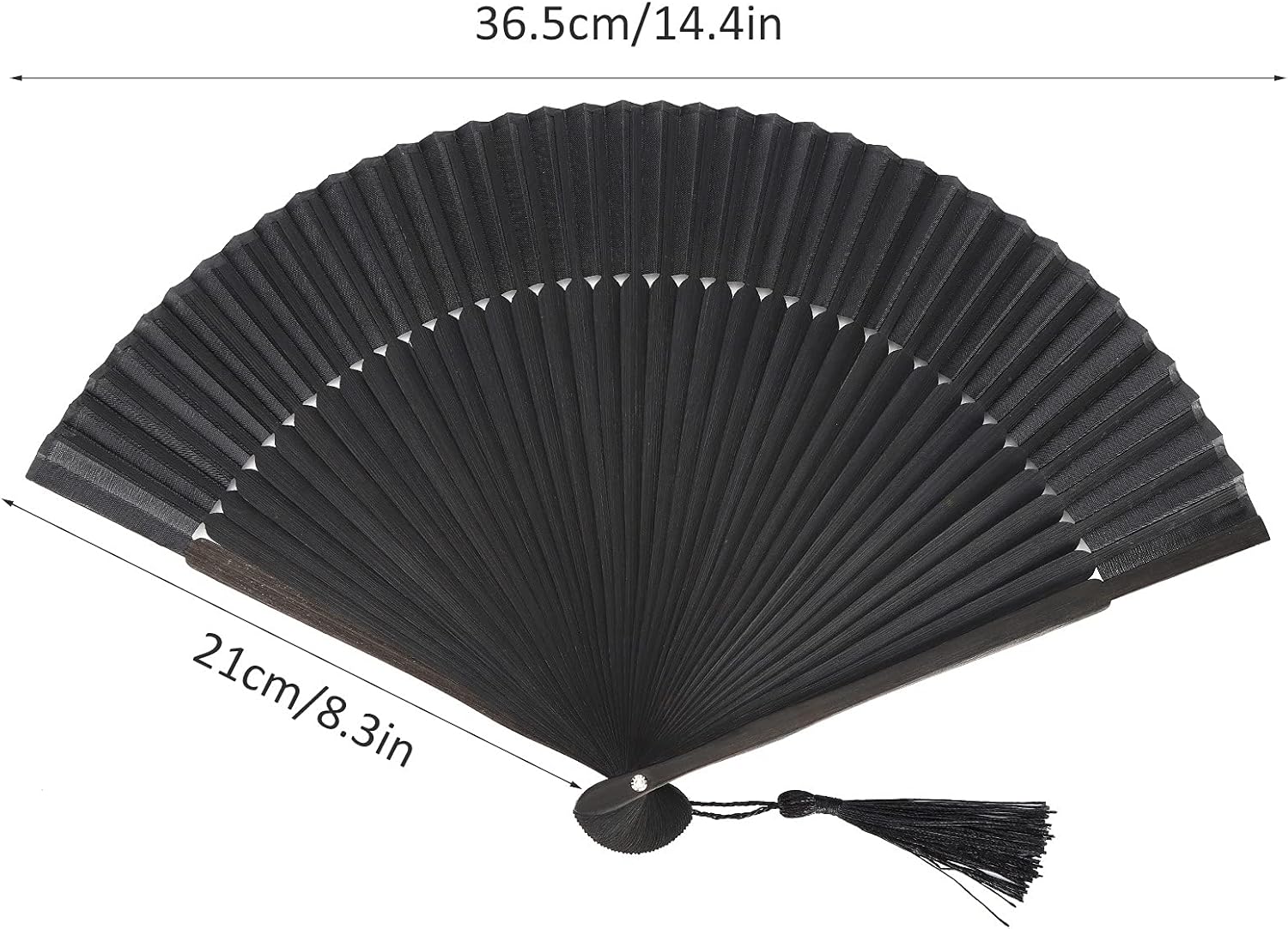 Hand Fans for Women Foldable, Black Folding Fan with Gift Box Silk Bamboo Frames Cosplay Party Props Decoration Small - Image 3