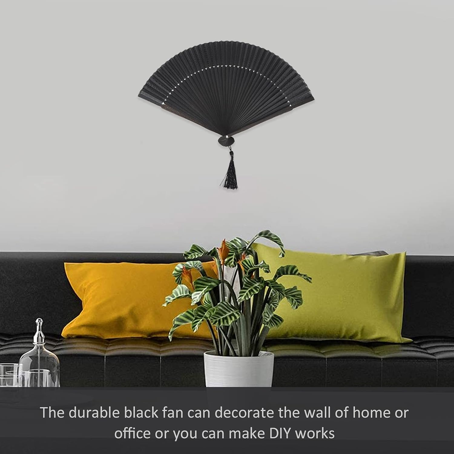 Hand Fans for Women Foldable, Black Folding Fan with Gift Box Silk Bamboo Frames Cosplay Party Props Decoration Small - Image 4