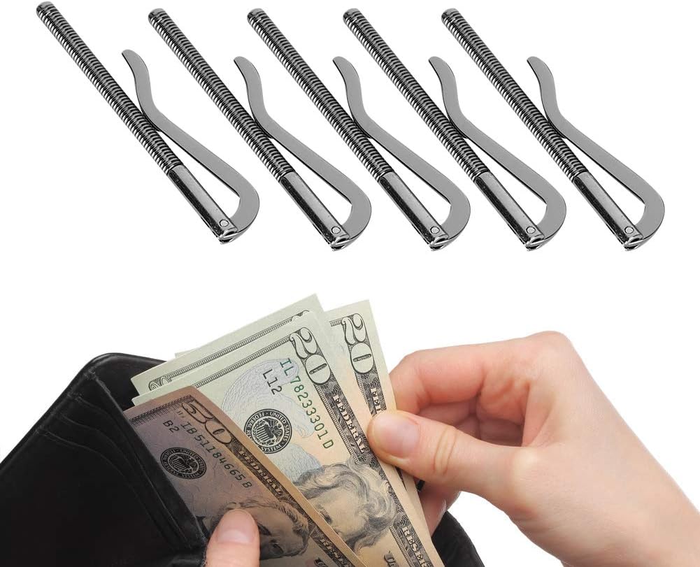 5pcs 3.3in Spring Metal Money Clip, Wallet Clamp Organizers for Bifold Purse(Black) - Image 6