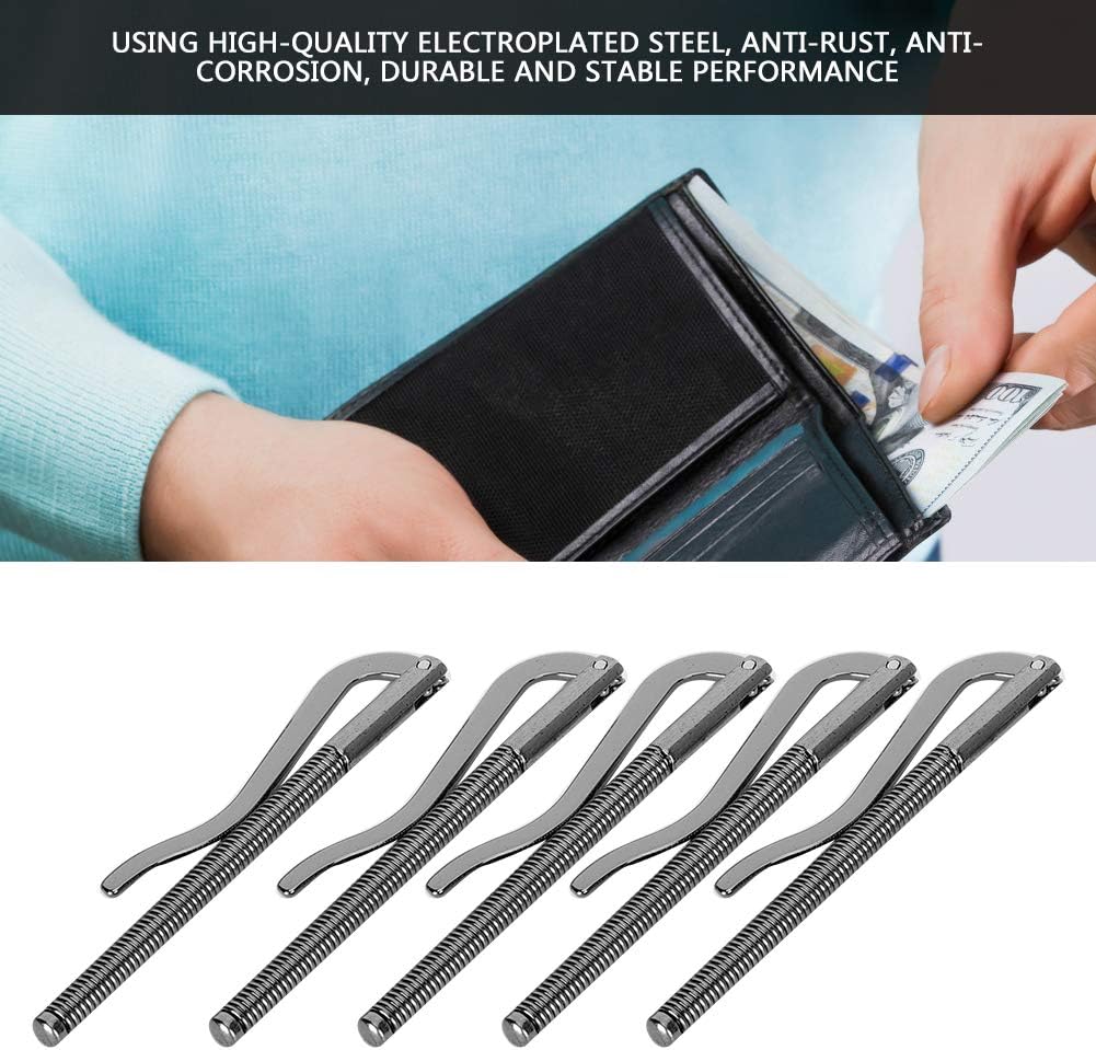 5pcs 3.3in Spring Metal Money Clip, Wallet Clamp Organizers for Bifold Purse(Black) - Image 8