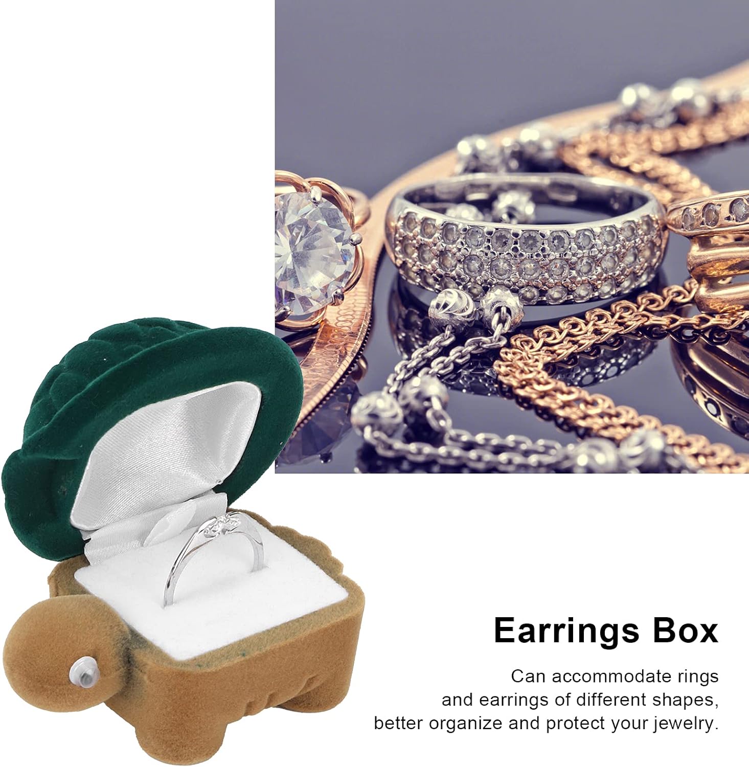 Portable Jewelry Box Organizer, Cute Cartoon Animal Wedding Ring Small Protector Case Soft Storage for Women - Image 2
