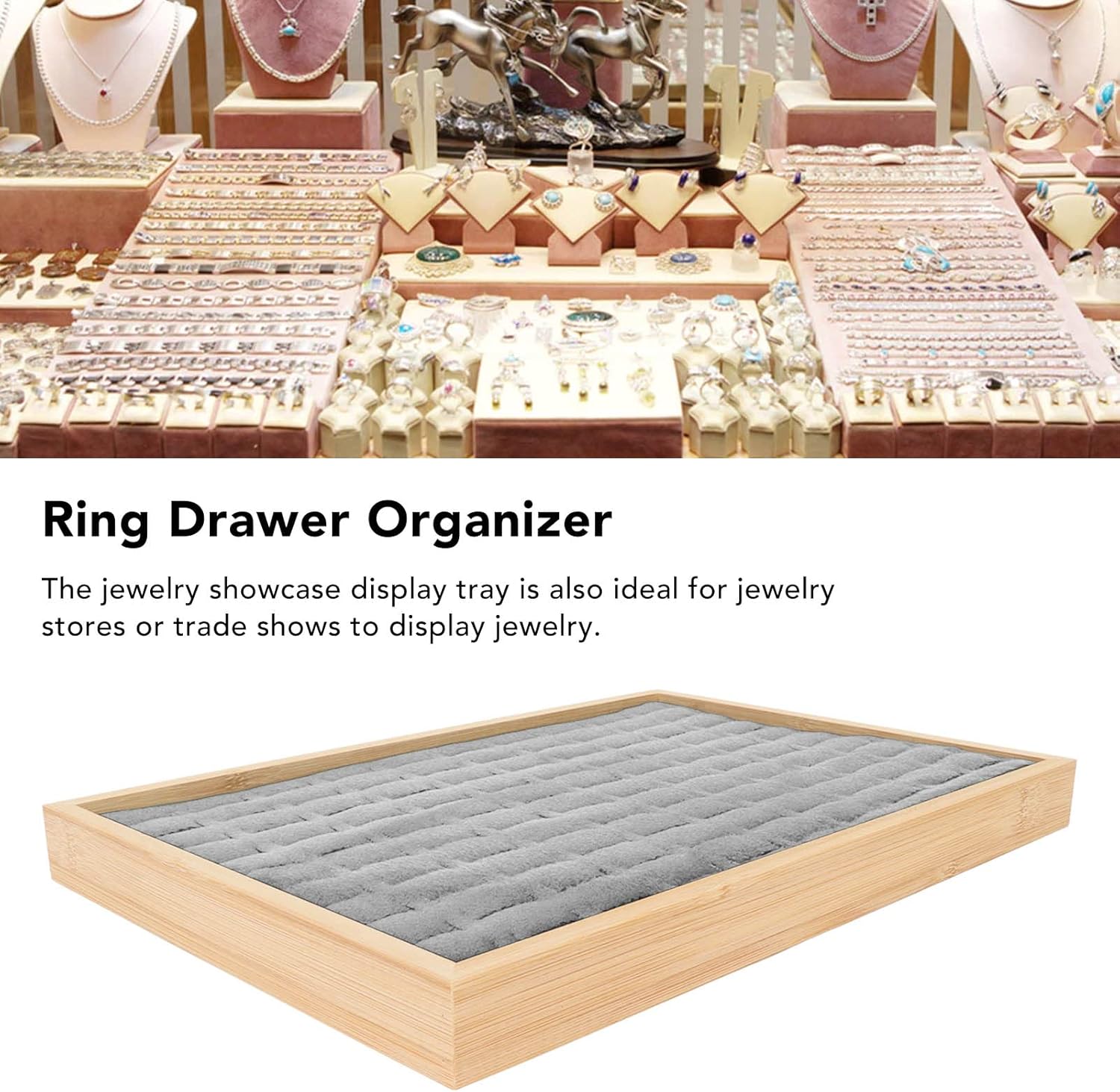 Rings Organizer Tray, 100 Slots Ring Earrings Trays Velvet Jewelry Display Tray Earring Storage Box rawer for Women Girls(grey) - Image 6