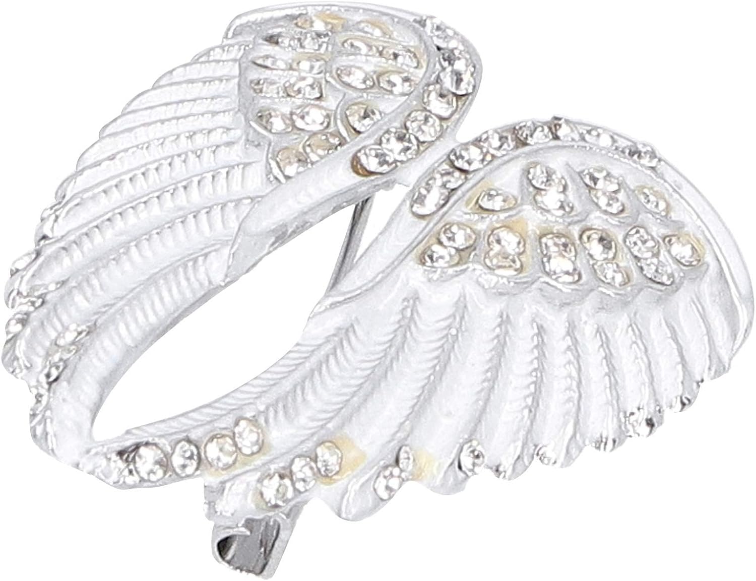 4pcs Women's Guardian Angel Wing Brooch Pins, Rhinestones Pin Set Cardigan Collar Clips Dress Shirt for Women Girls Men(White) - Image 8