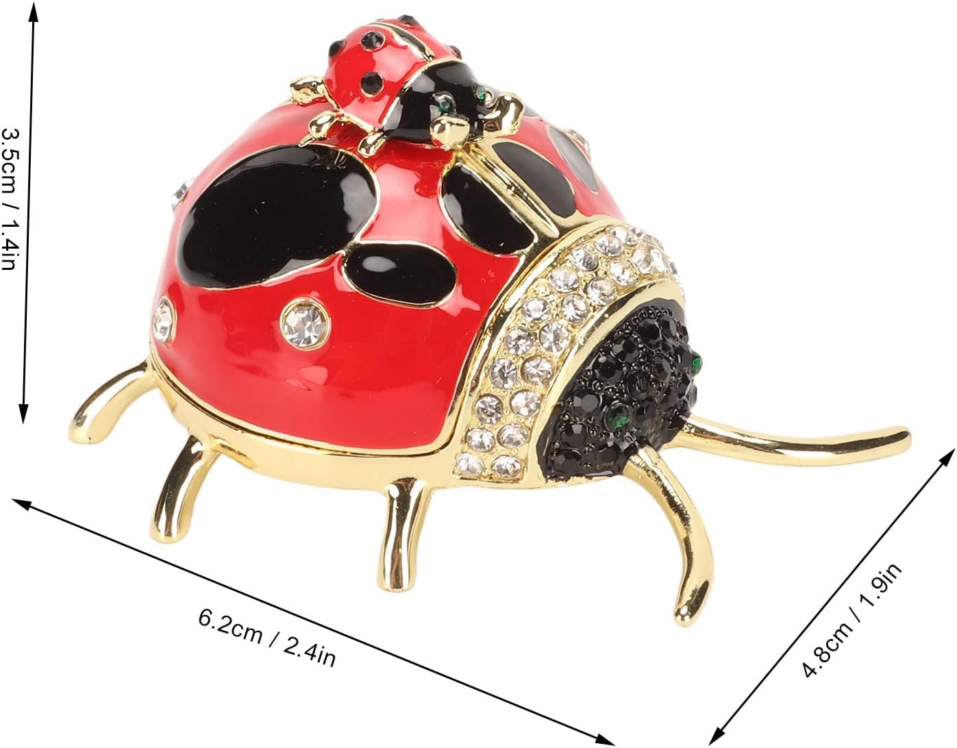 Ladybug Trinket Box, Small Enameled Hinged Box Decorative Jewelry with Rhinestones Delicate Gift Display Ornament - Image 4