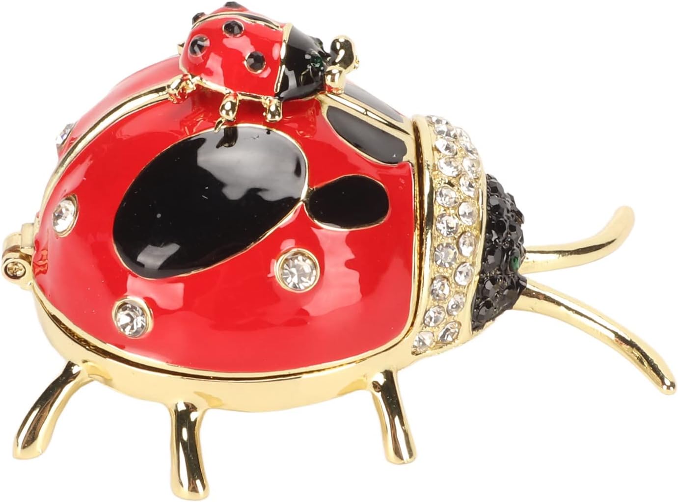Ladybug Trinket Box, Small Enameled Hinged Box Decorative Jewelry with Rhinestones Delicate Gift Display Ornament - Image 5