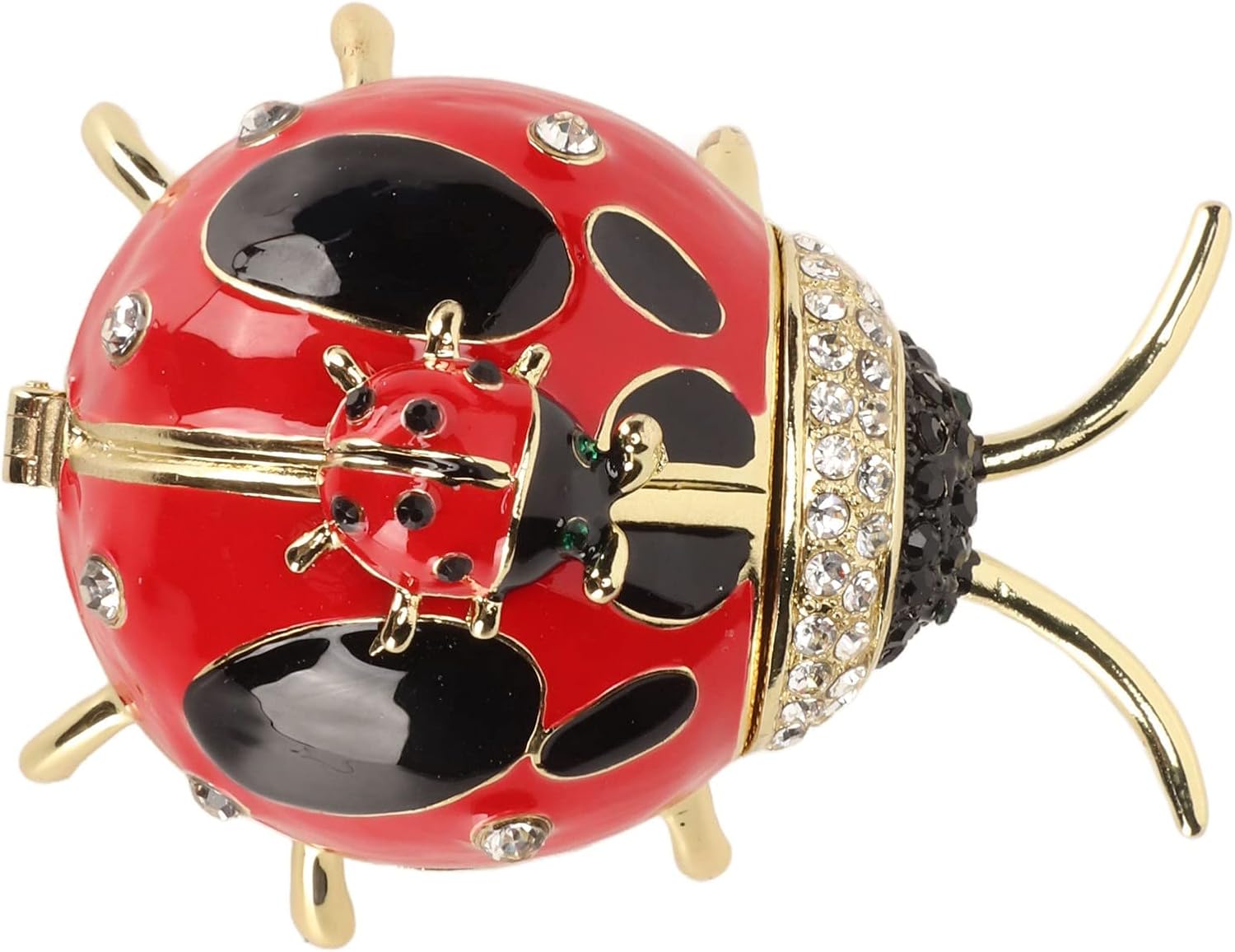 Ladybug Trinket Box, Small Enameled Hinged Box Decorative Jewelry with Rhinestones Delicate Gift Display Ornament - Image 6
