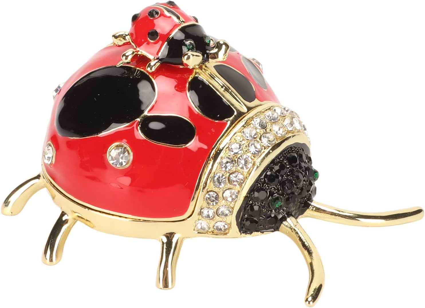 Ladybug Trinket Box, Small Enameled Hinged Box Decorative Jewelry with Rhinestones Delicate Gift Display Ornament - Image 7