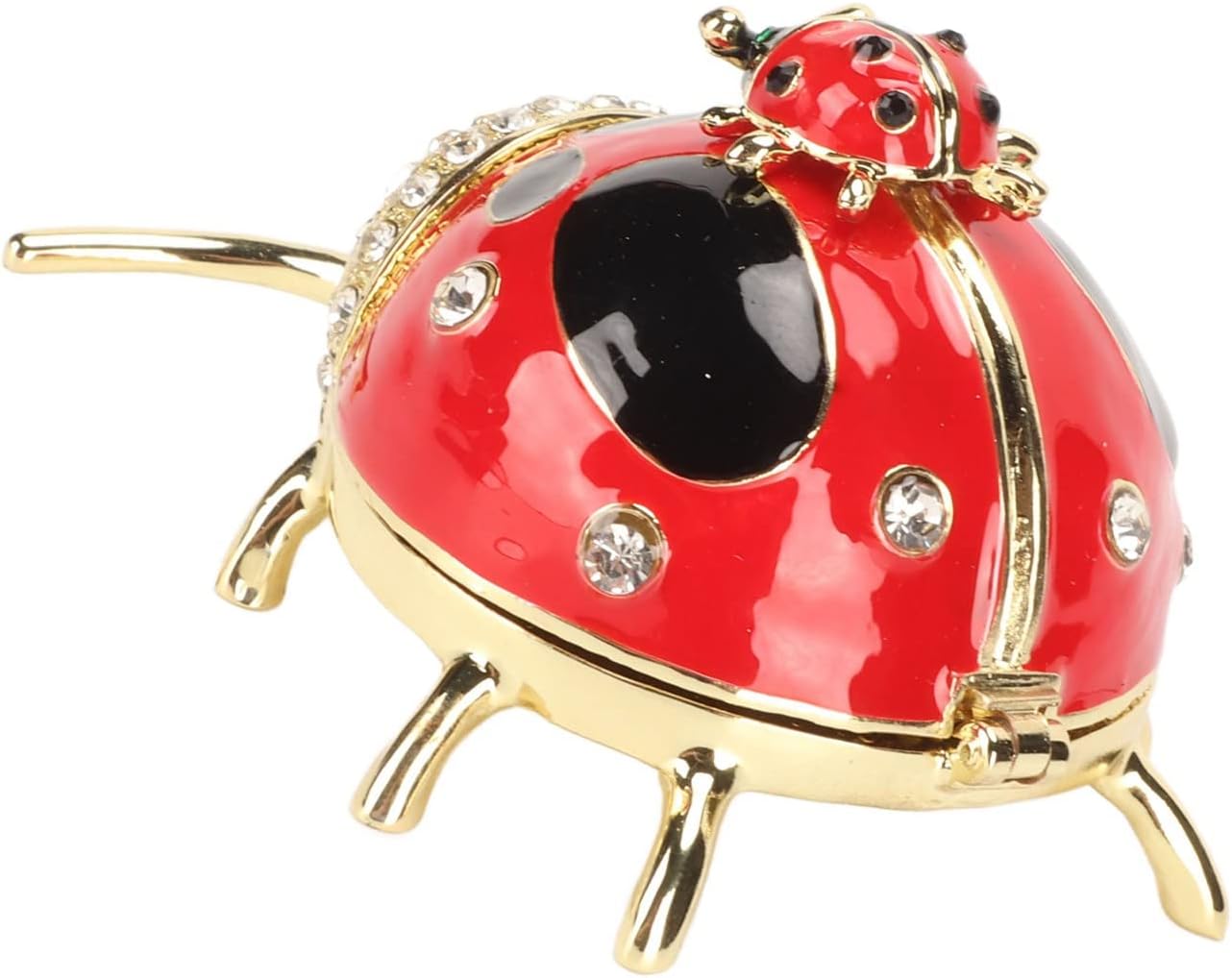 Ladybug Trinket Box, Small Enameled Hinged Box Decorative Jewelry with Rhinestones Delicate Gift Display Ornament - Image 8
