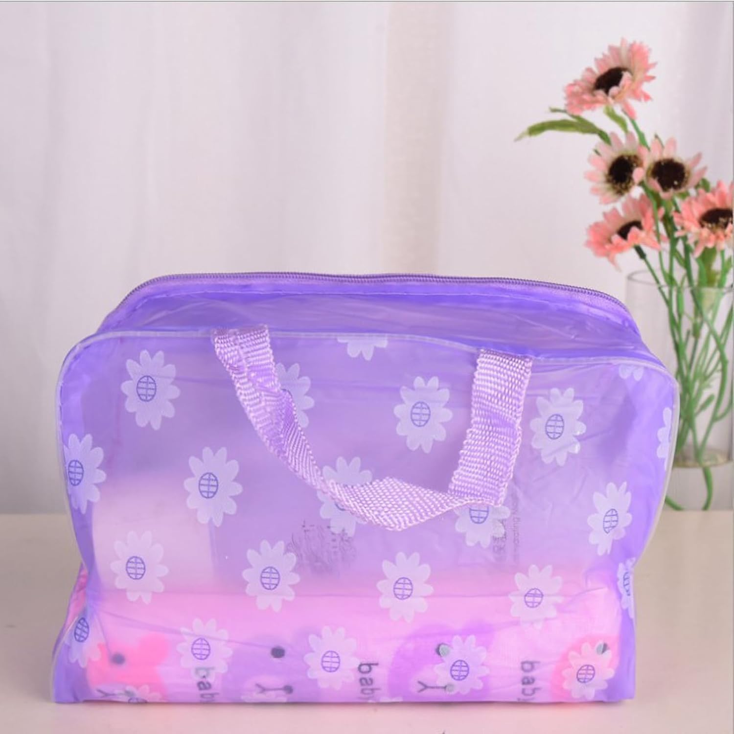 Clear Cosmetics Bag, PVC Zippered Toiletry Carry Pouch Waterproof Makeup Bag Travel Bags Organizer Case for Vacation(yellow) - Image 5