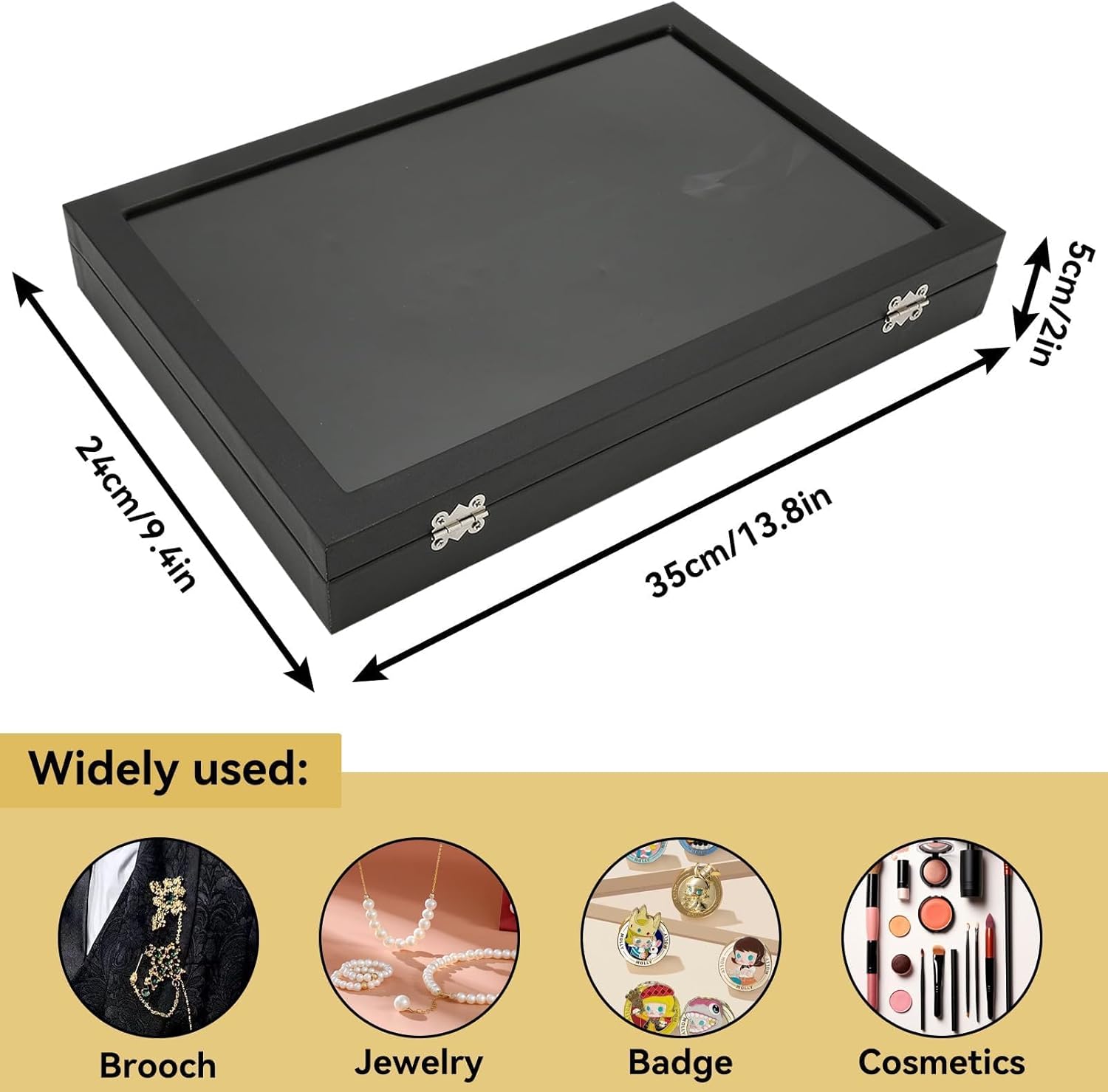 Pin Display, 9.4 X 13.8in Collection Holder Dustproof Enamel Display Box Jewelry Medals Storage Case for Sports Memorabilia - Image 3