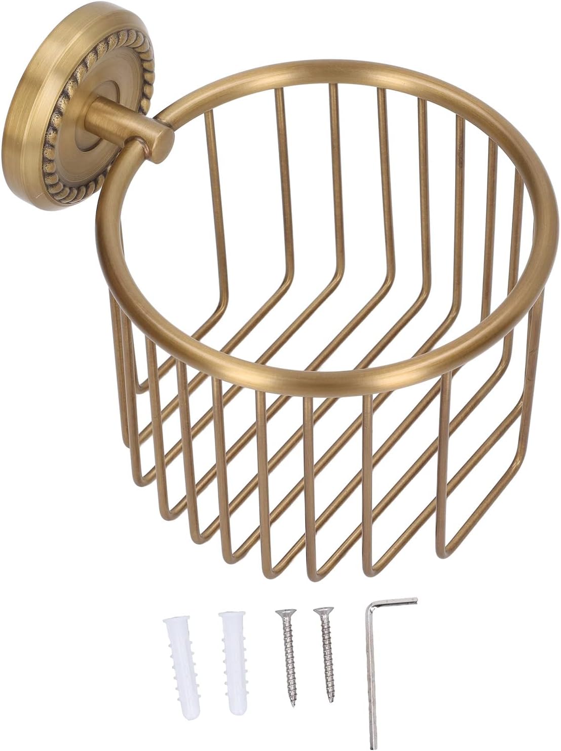 Brass Toilet Paper Holder, Wall Mounted Holder Vintage Bathroom Roll Basket Antique Tissue Storage for - Image 6
