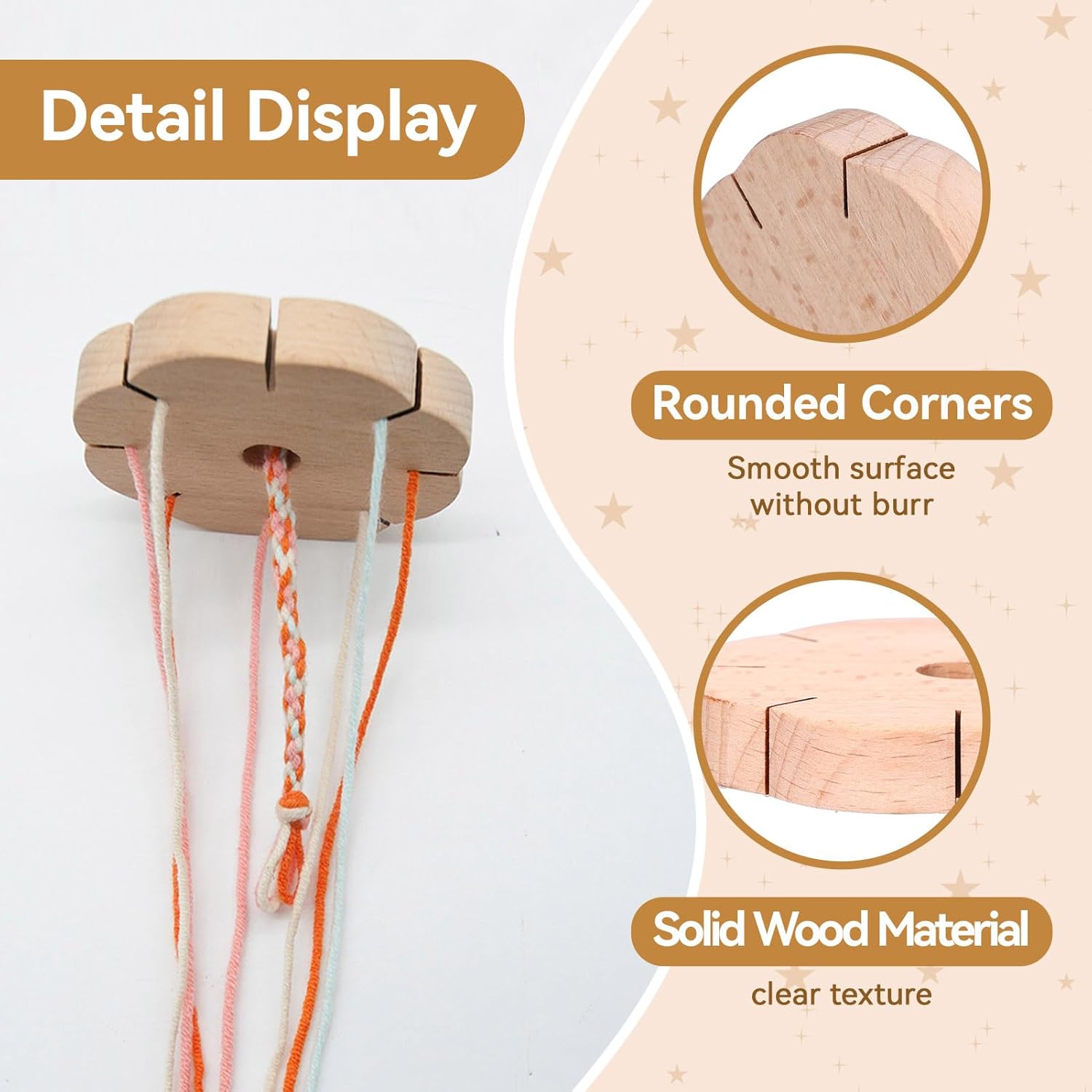 Kumihimo Disk 8 Slots, Wooden Round Wood Braiding Plate Hand Rope Beading Cord Disc DIY Bracelet Loom Weaving Board - Image 4