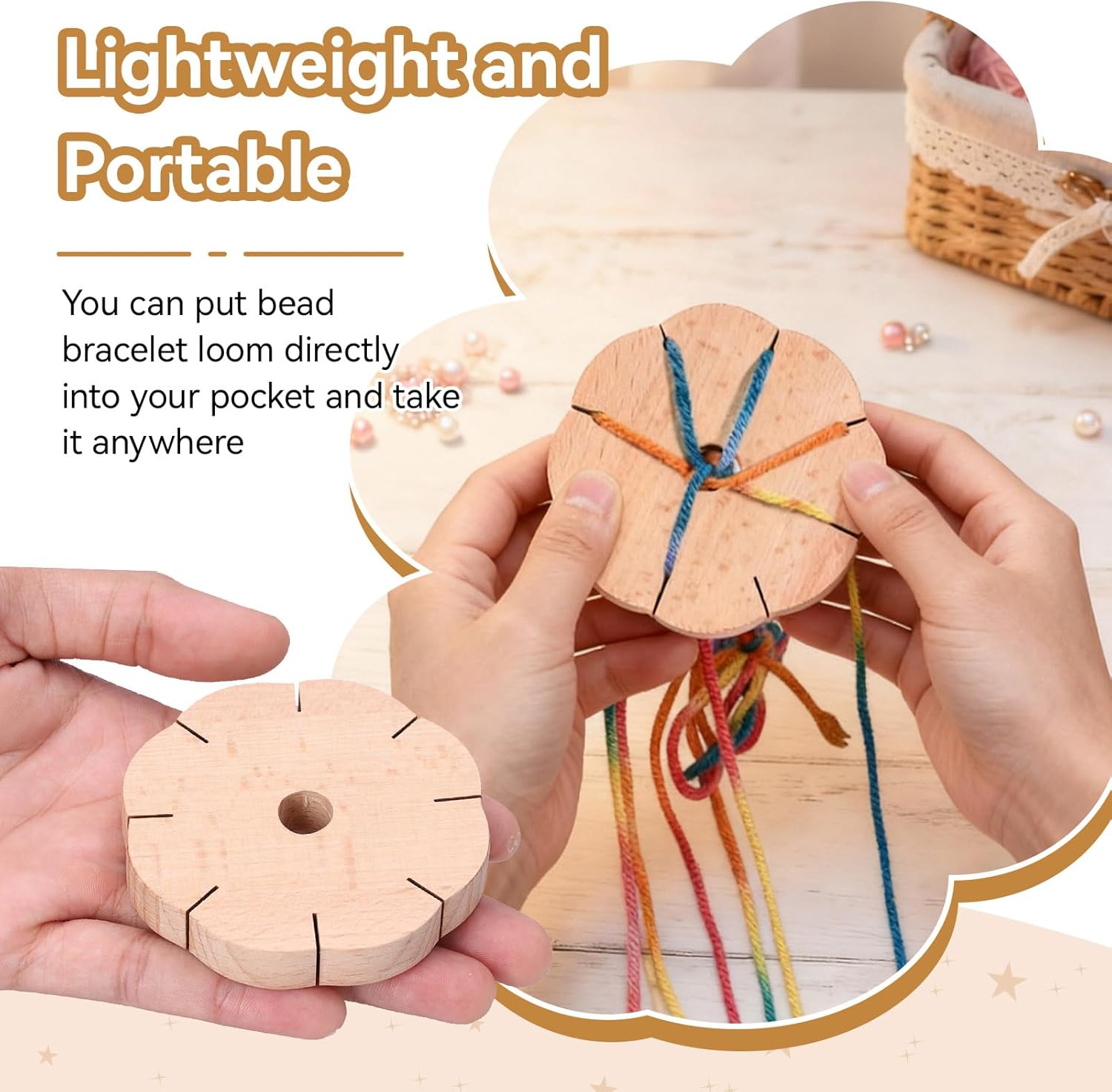Kumihimo Disk 8 Slots, Wooden Round Wood Braiding Plate Hand Rope Beading Cord Disc DIY Bracelet Loom Weaving Board - Image 5