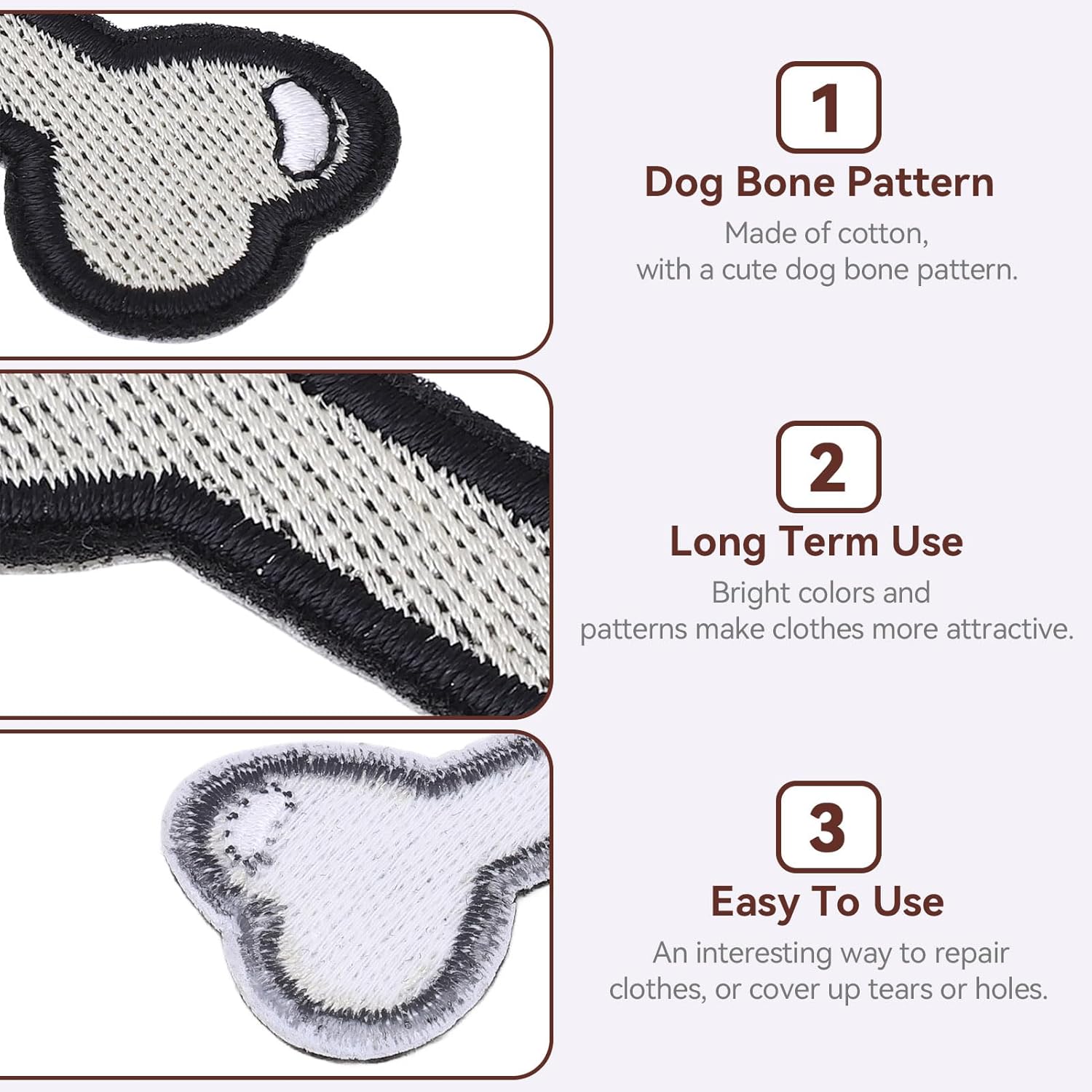 6PCS Dog Iron on Patches, Sew Bone Patches Cartoon Embroidered Backpack Stickers Cute for Clothing Shirts, Jackets, Hats, Jeans, Shoes, Bags - Image 6
