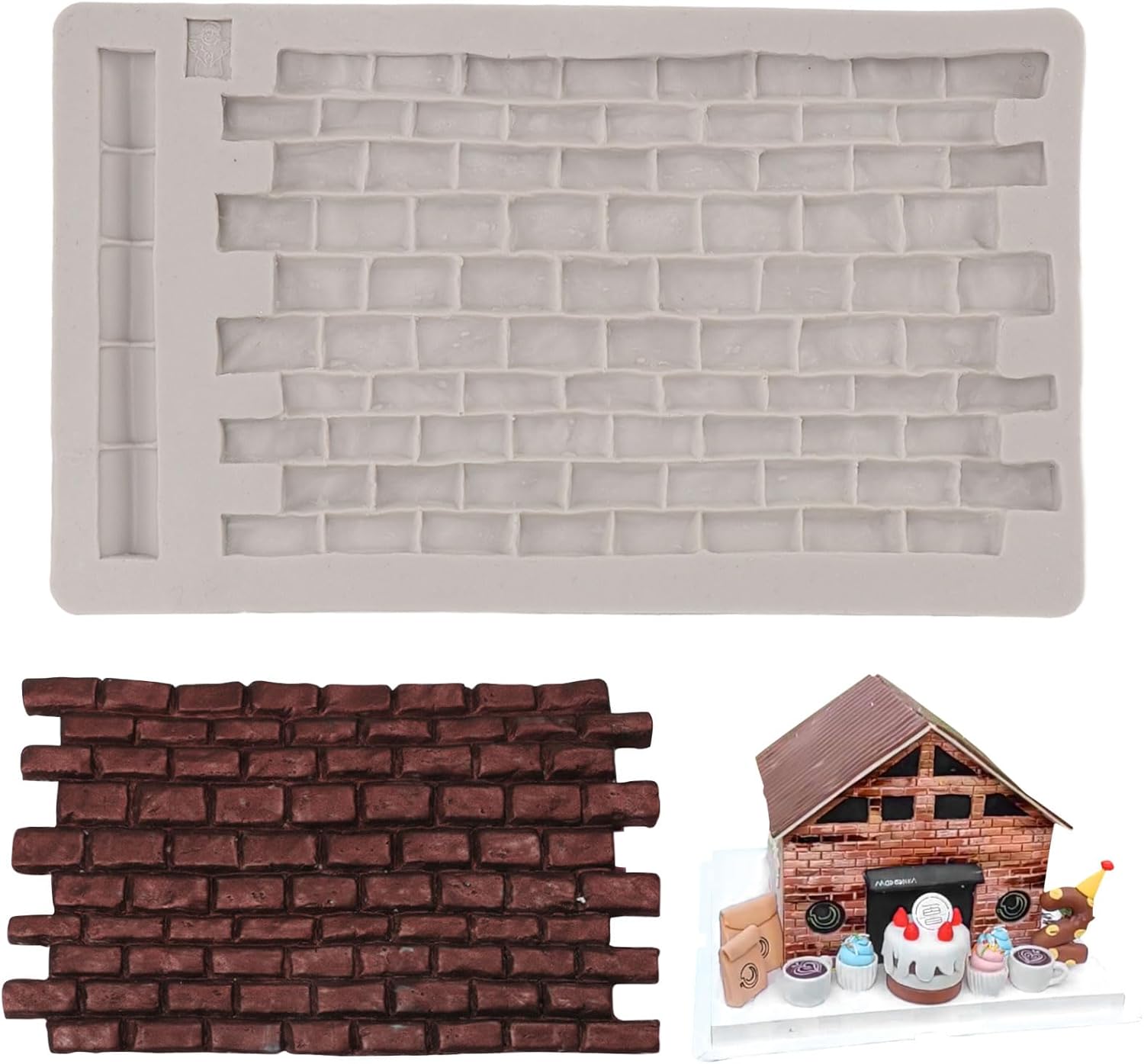 Fondant Impression Mat, Silicone Brick Wall Pattern Lace Mat Imprint Mold Sugarcraft Wedding Cake Decorating Tools Chocolate Sugar Baking - Image 1