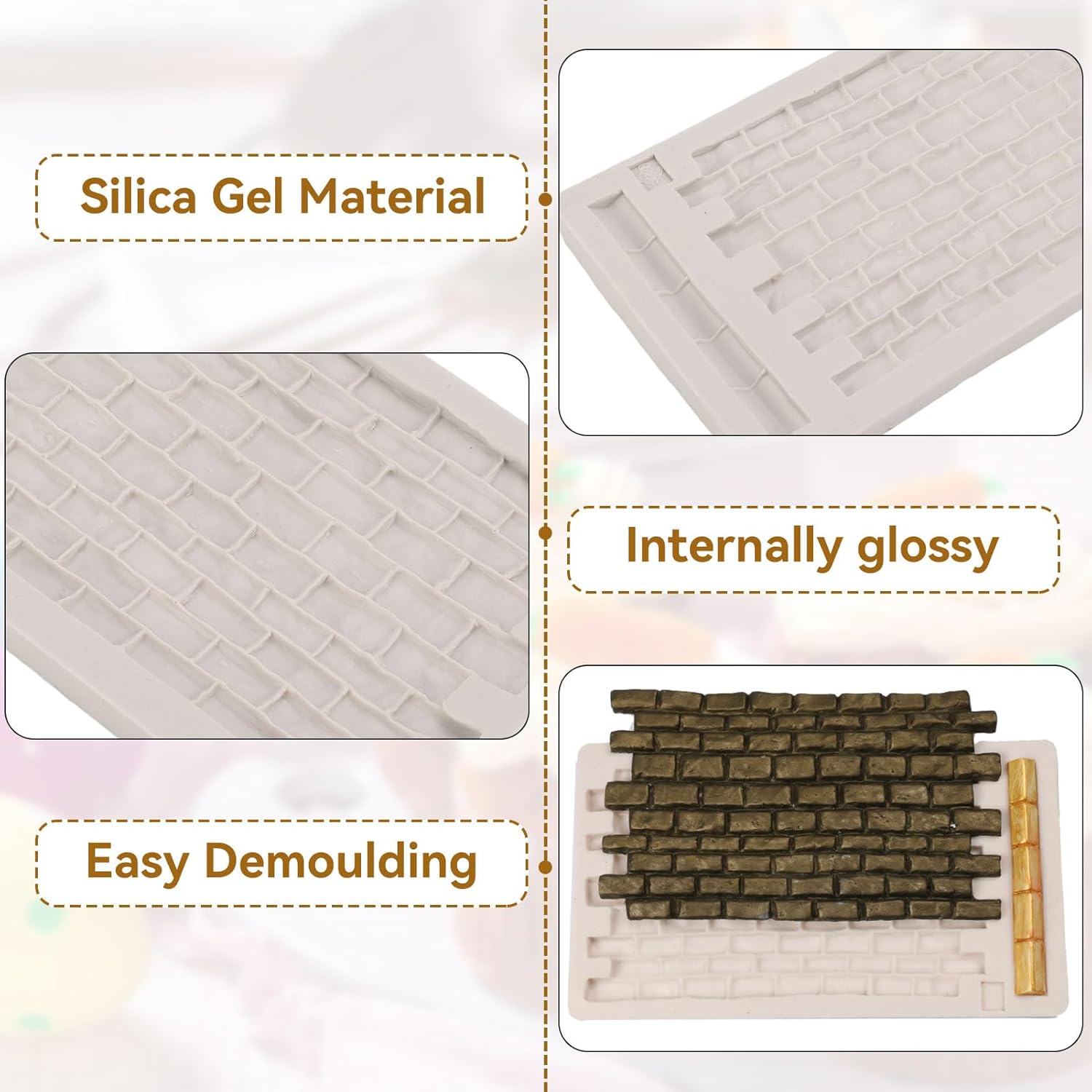 Fondant Impression Mat, Silicone Brick Wall Pattern Lace Mat Imprint Mold Sugarcraft Wedding Cake Decorating Tools Chocolate Sugar Baking - Image 3