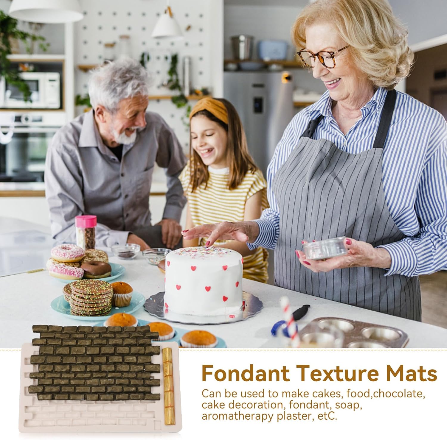 Fondant Impression Mat, Silicone Brick Wall Pattern Lace Mat Imprint Mold Sugarcraft Wedding Cake Decorating Tools Chocolate Sugar Baking - Image 4
