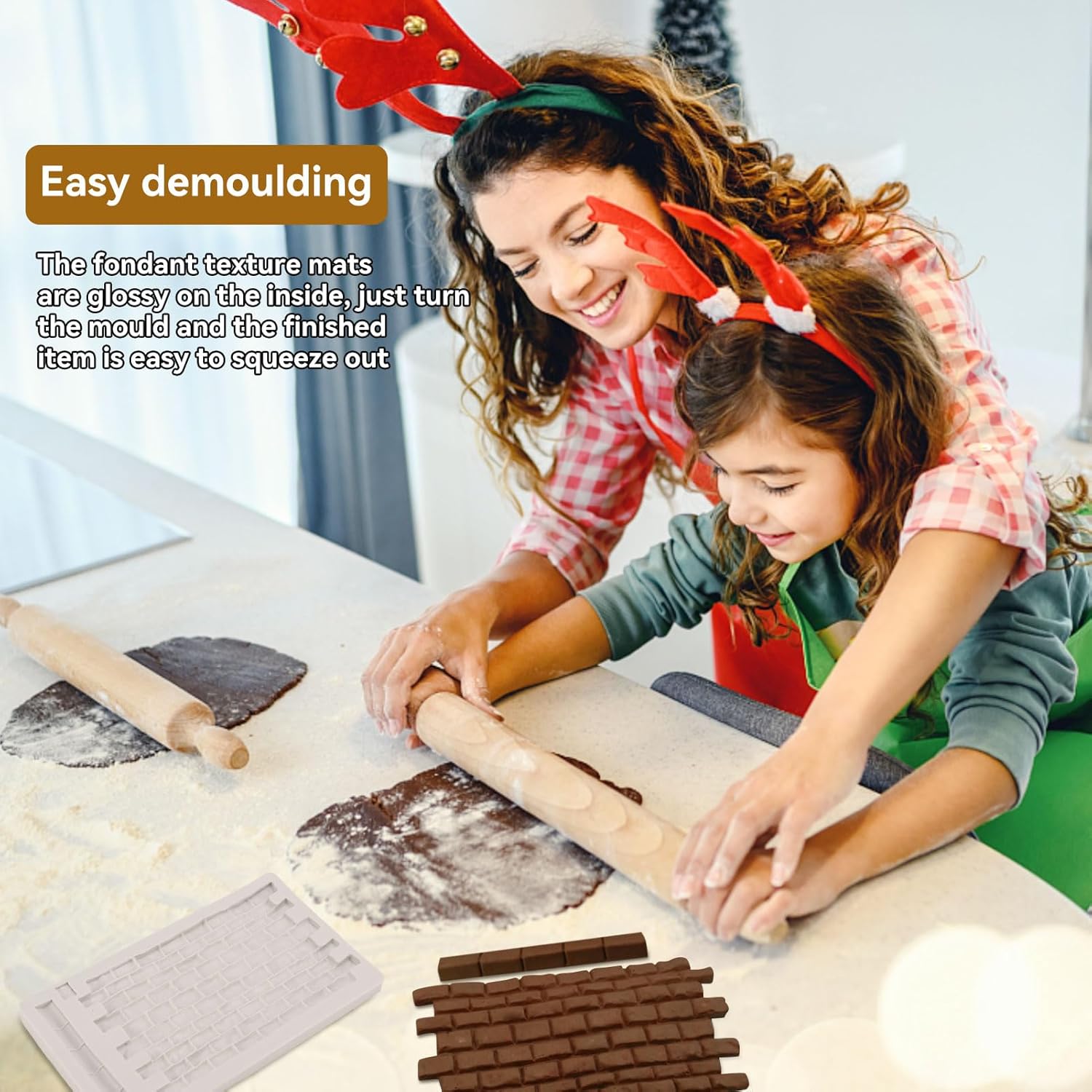 Fondant Impression Mat, Silicone Brick Wall Pattern Lace Mat Imprint Mold Sugarcraft Wedding Cake Decorating Tools Chocolate Sugar Baking - Image 5