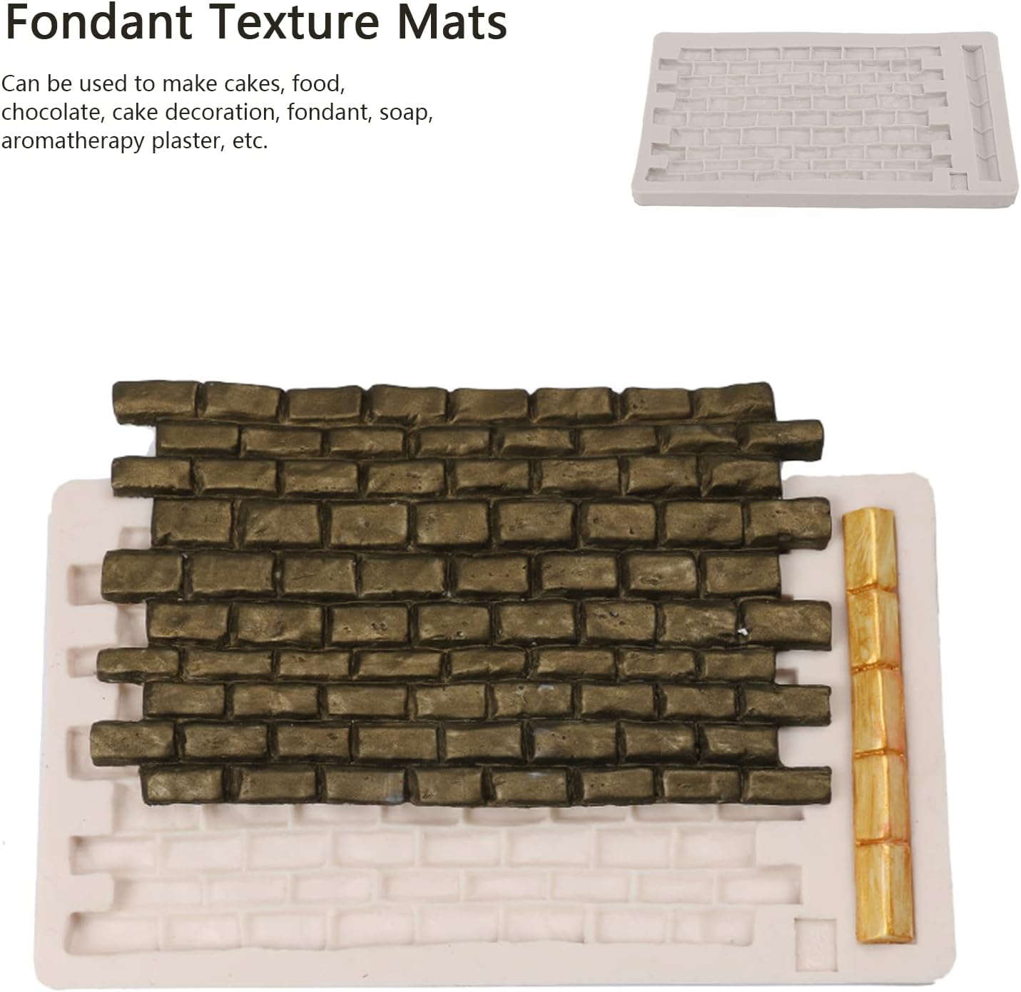 Fondant Impression Mat, Silicone Brick Wall Pattern Lace Mat Imprint Mold Sugarcraft Wedding Cake Decorating Tools Chocolate Sugar Baking - Image 8