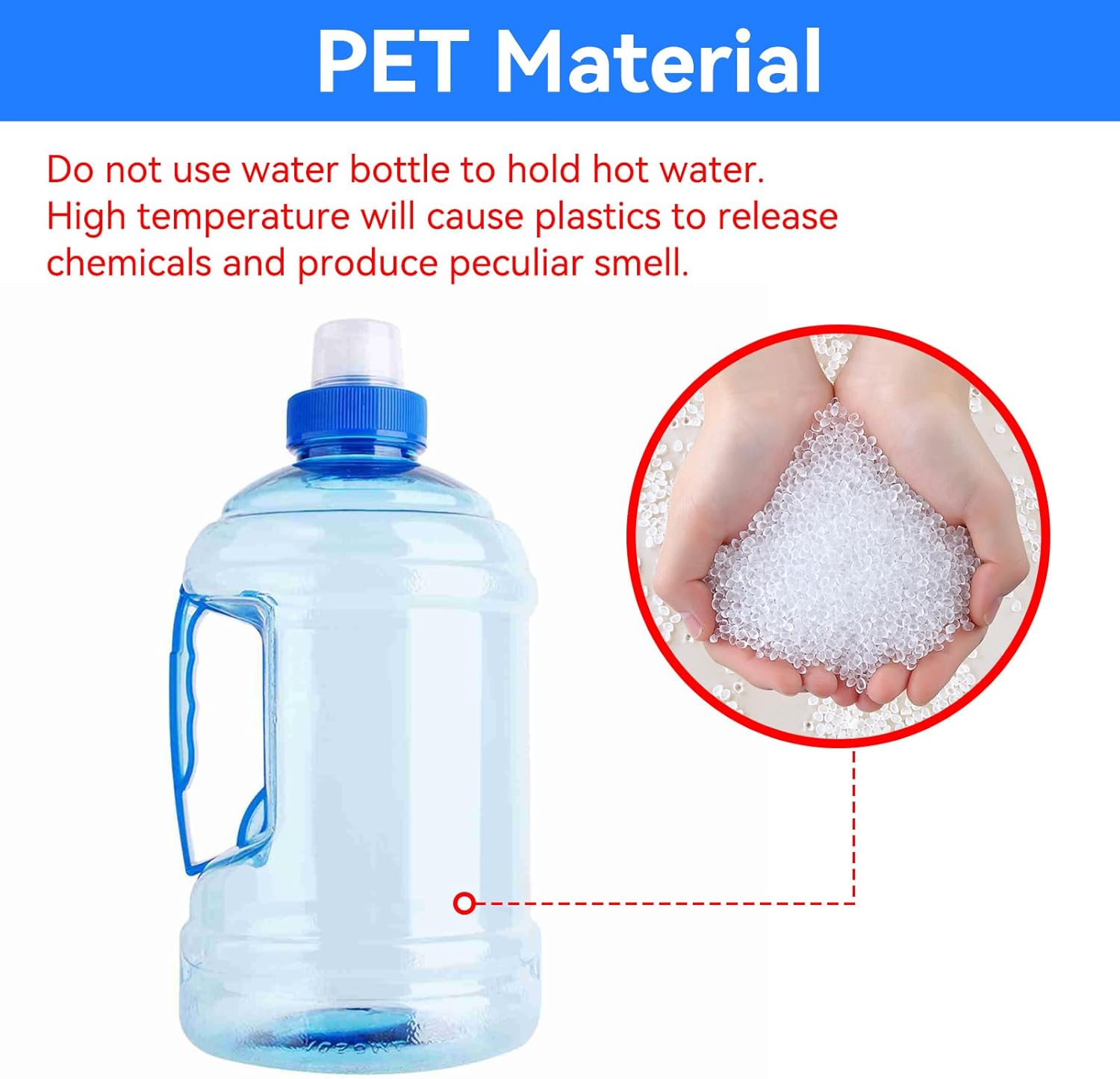 Large Water Bottle, 1l Jug with Handle Clear Sport Bottle Reusable Plastic Leak Proof for Fitness Outdoor Sports Camping, 7.5x3.9 In - Image 7