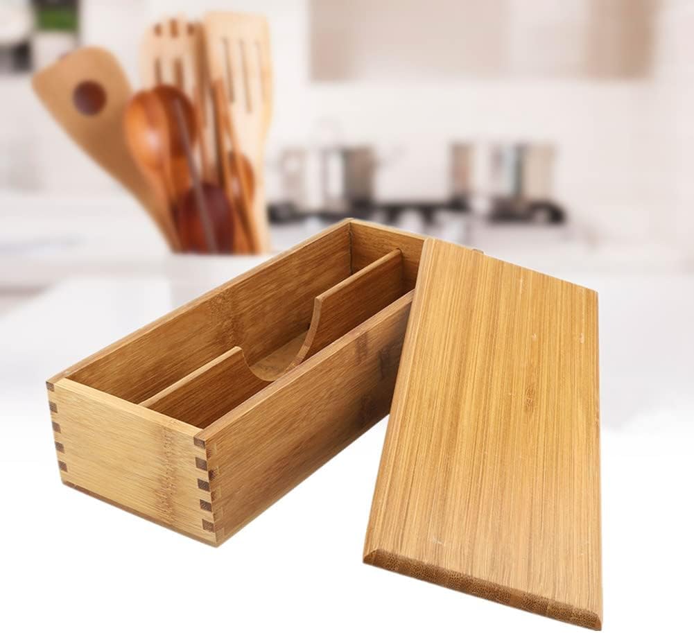 Wooden Cutlery Box with Lid, Small Drawer Organizer Kitchen, in for Spoon Utensil Chopsticks Kitchen Countertop, 10.6x4.3x2.5inch - Image 1