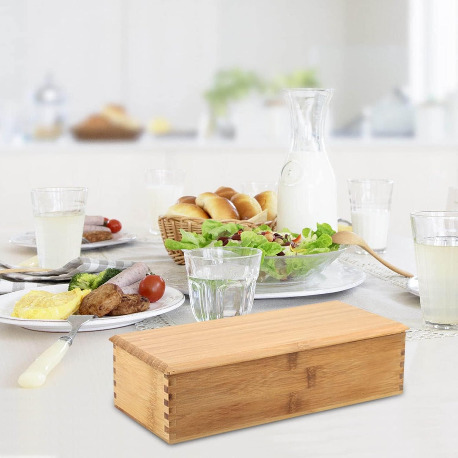 Wooden Cutlery Box with Lid, Small Drawer Organizer Kitchen, in for Spoon Utensil Chopsticks Kitchen Countertop, 10.6x4.3x2.5inch - Image 7