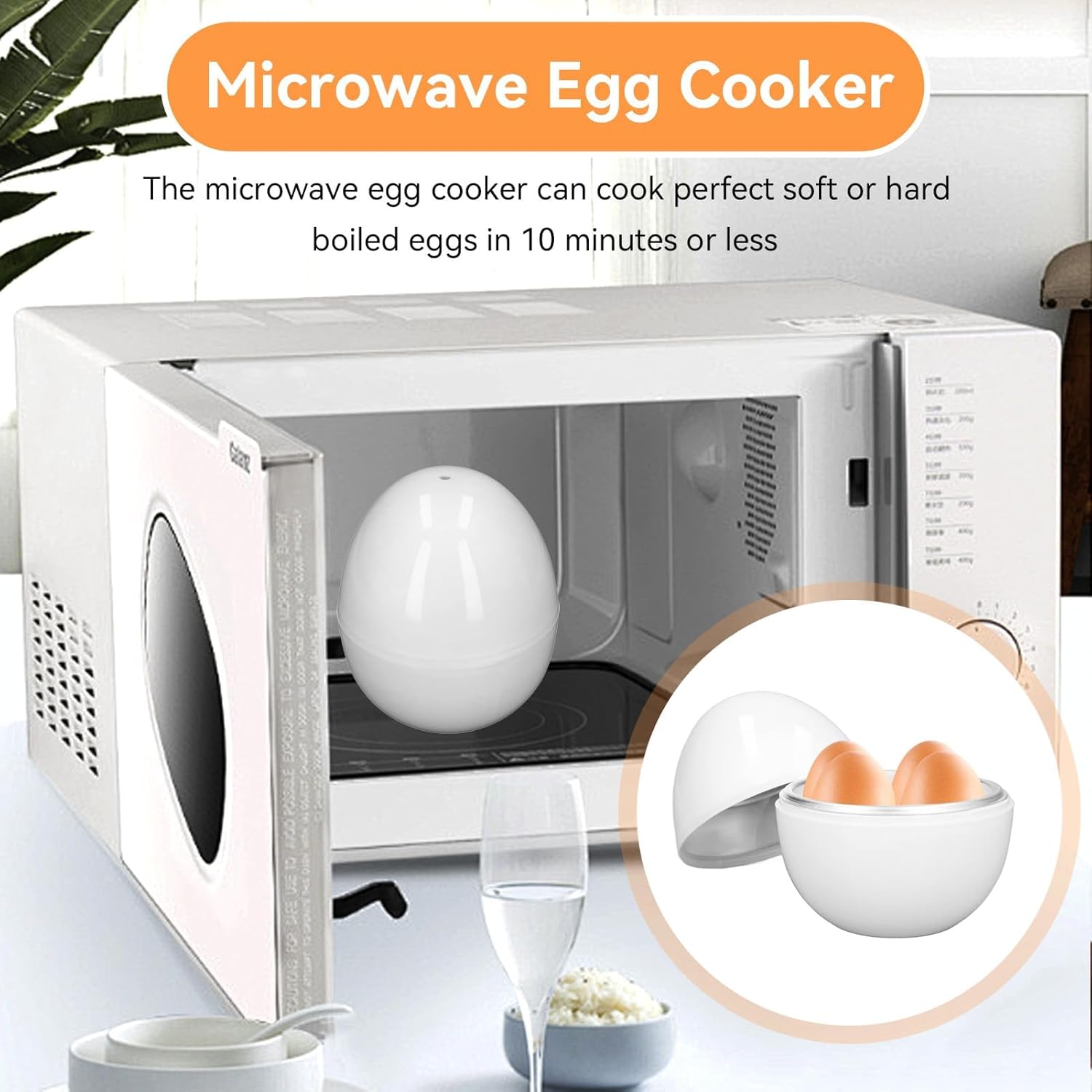 Microwave Egg Cooker, Hard Boiled 4 Capacity Boiler Steamer Poacher Microwavable with Lid for Cooking Kitchen Tools - Image 5