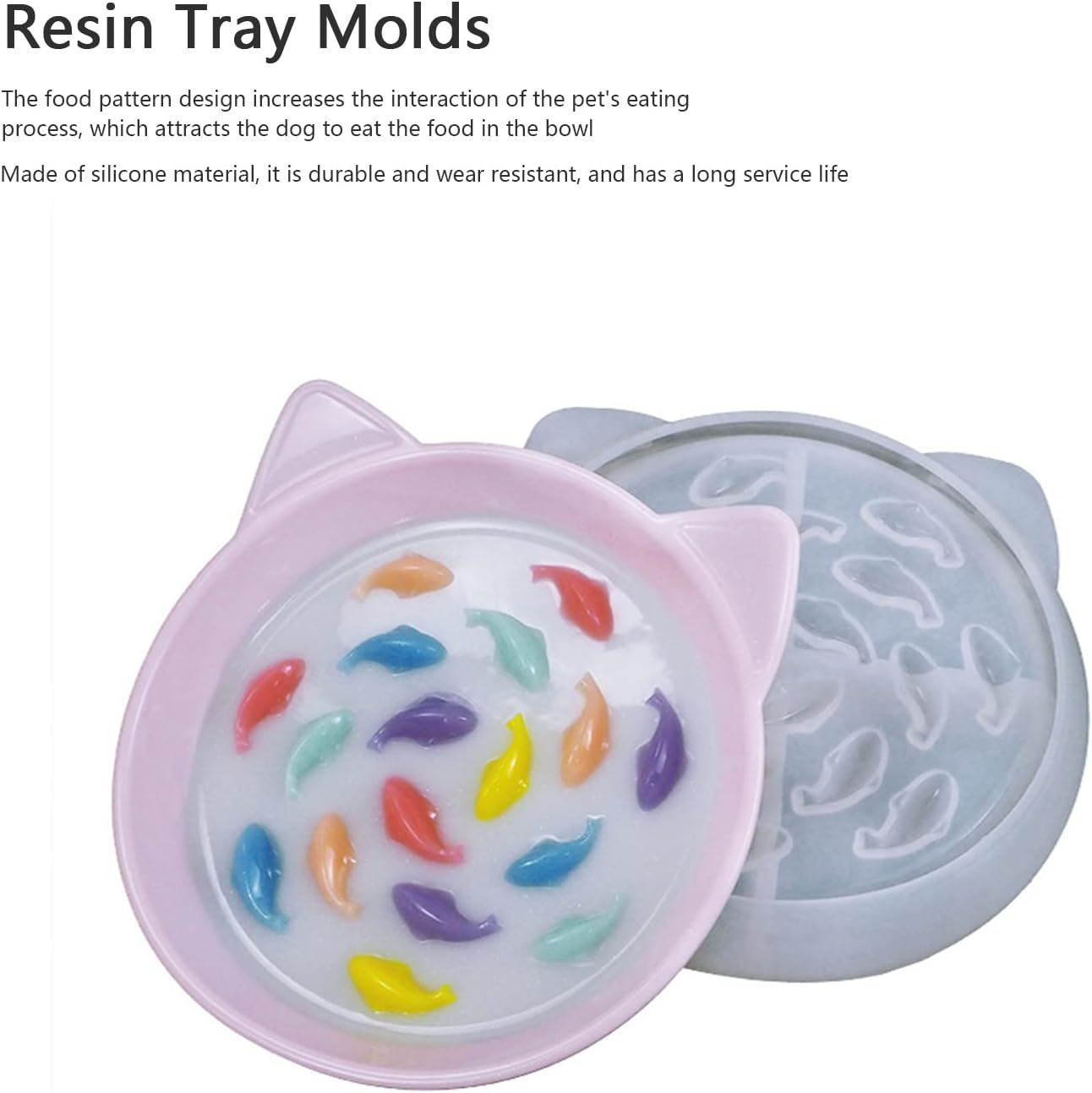 Epoxy Resin Mold, Silicone Dog Bowl Molds Slow Feeder Food Bowls Water Plate Mould for Small Medium Dogs Cats Puppy(cat) - Image 2