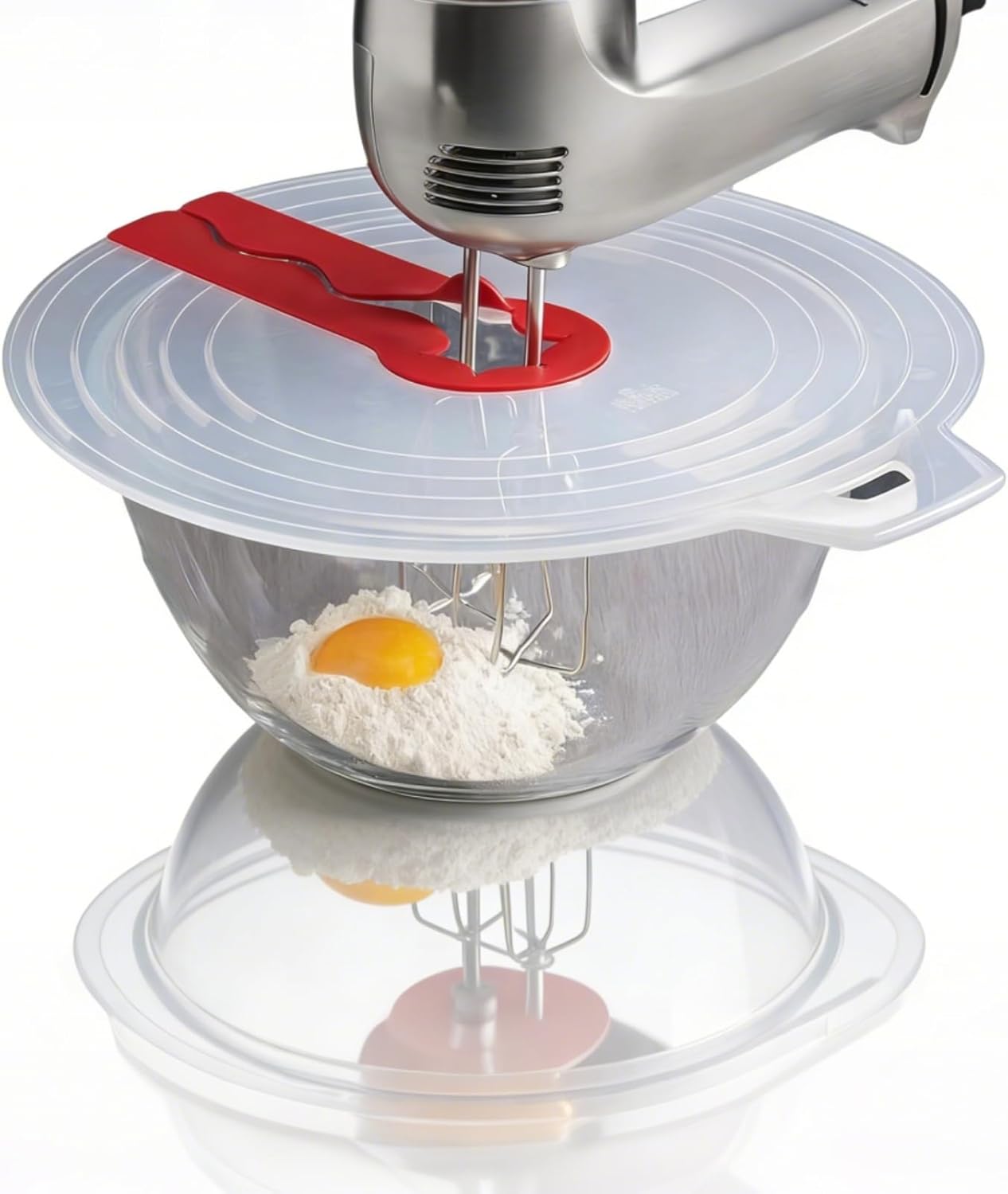 12 Inch Mixing Bowl Splatter Guard, Silicone Hand Mixer Shield Splash Guard Anti Cover for Baking & Cooking - Image 1