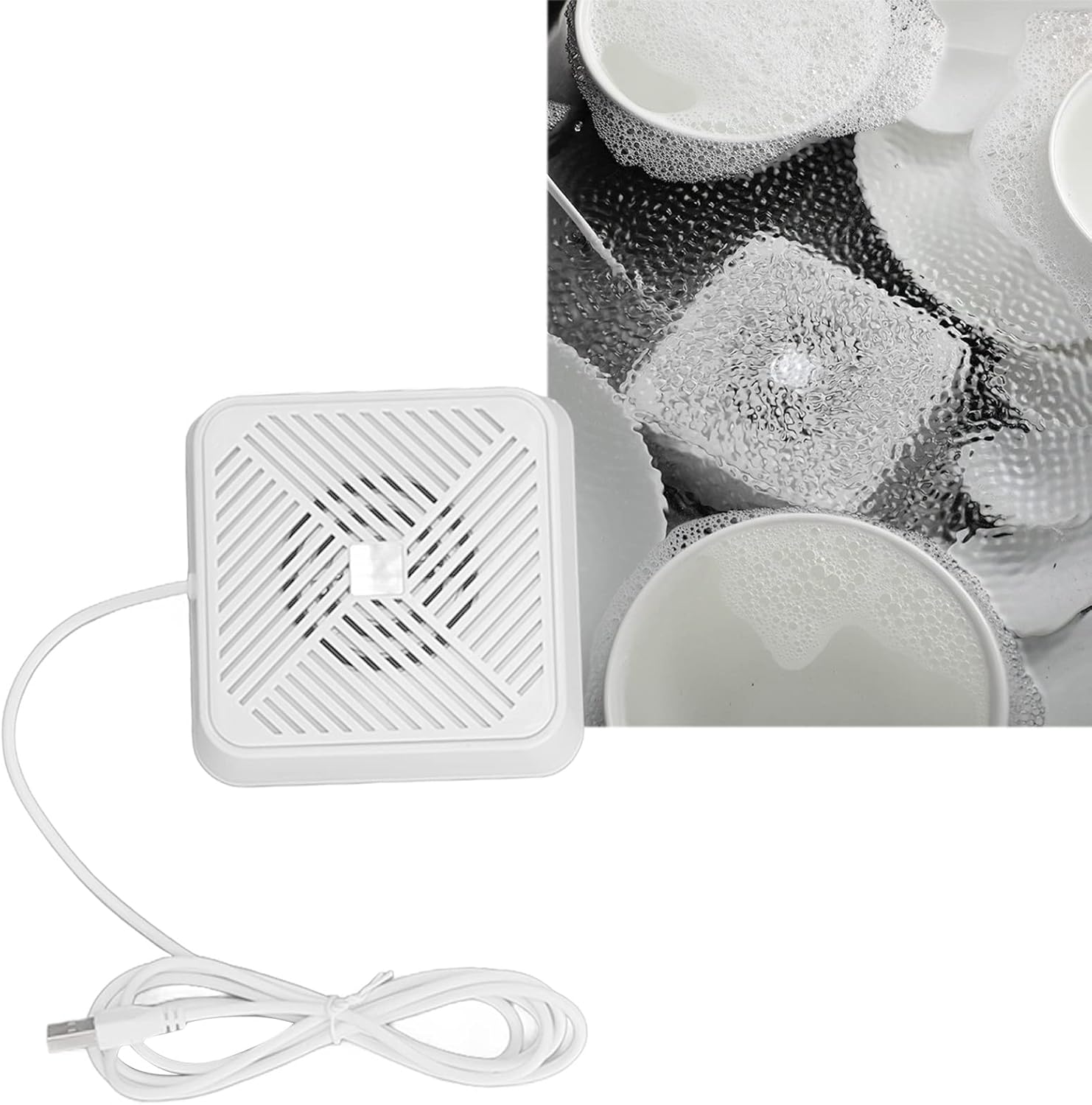 Sink Washing Machine, Portable Ultrasonic Machine Mini Electrolysis USB Dishwasher for Household Kitchen Supply ﻿ (White) White - Image 2