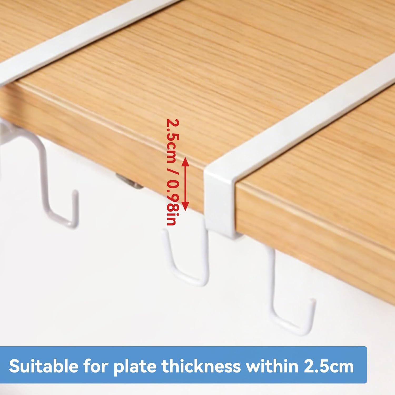 Mug Hooks Under Cabinet, Coffee Cup Cabinet No Drilling Hanger Hanging Cups Organizer for Kitchen Utensil Storage - Image 3