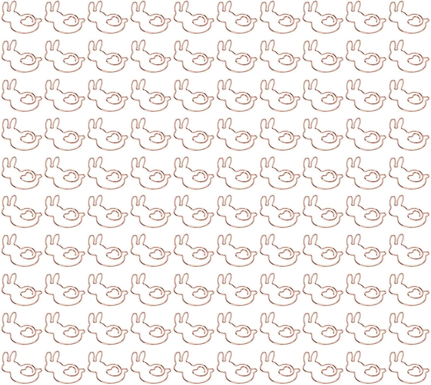 100PCS Rabbit Shape Paper Clips, Rose Gold Bunny Paperclips Decorative Clips Cute Animals Bookmark for Office School Home Desk Organizers - Image 2